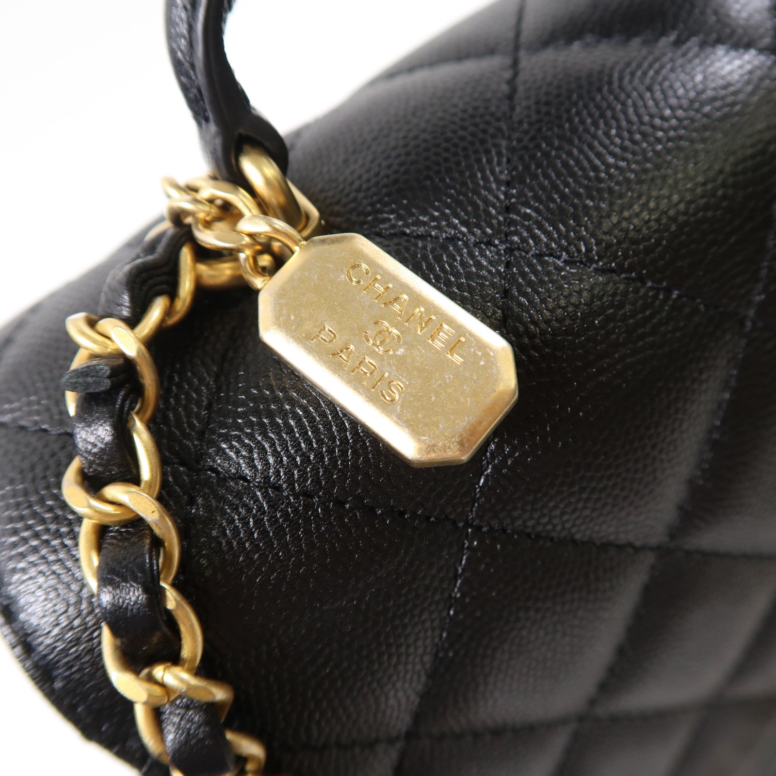 CHANEL 【激減優惠】牛皮皮革Chain Shoulder金扣肩背袋黑色