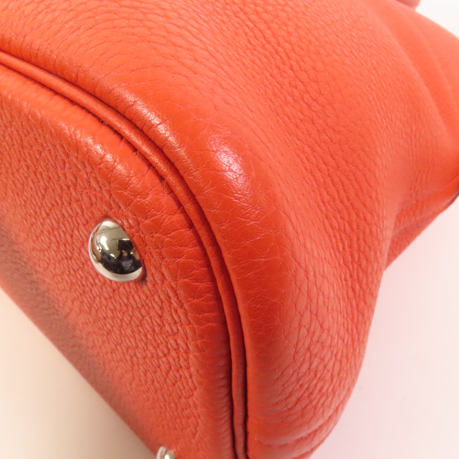 HERMES Clemence皮革Bolide 35銀扣手挽肩背兩用袋Orange Poppy