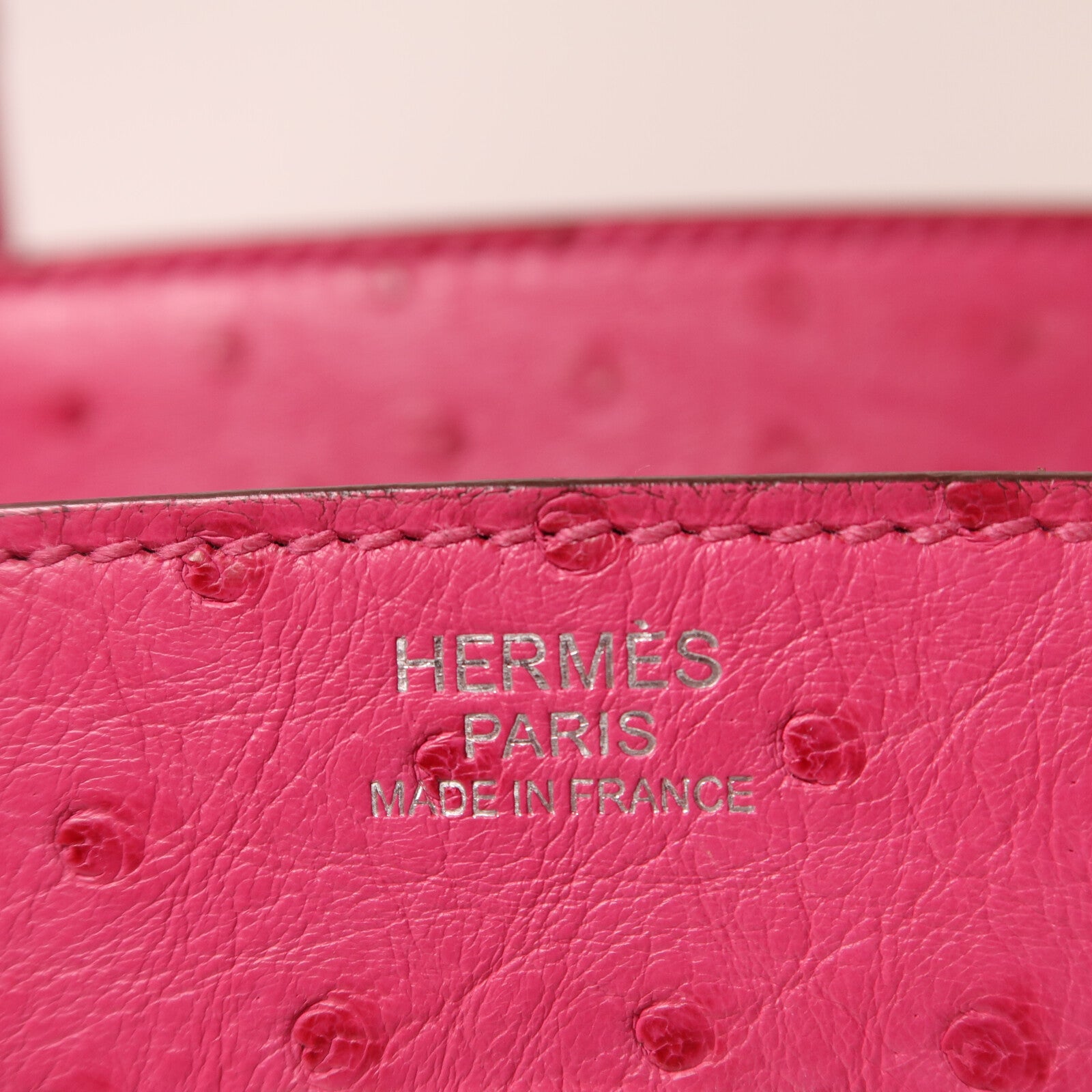 HERMES 鴕鳥皮革Birkin 30手挽袋Rose Tyrien