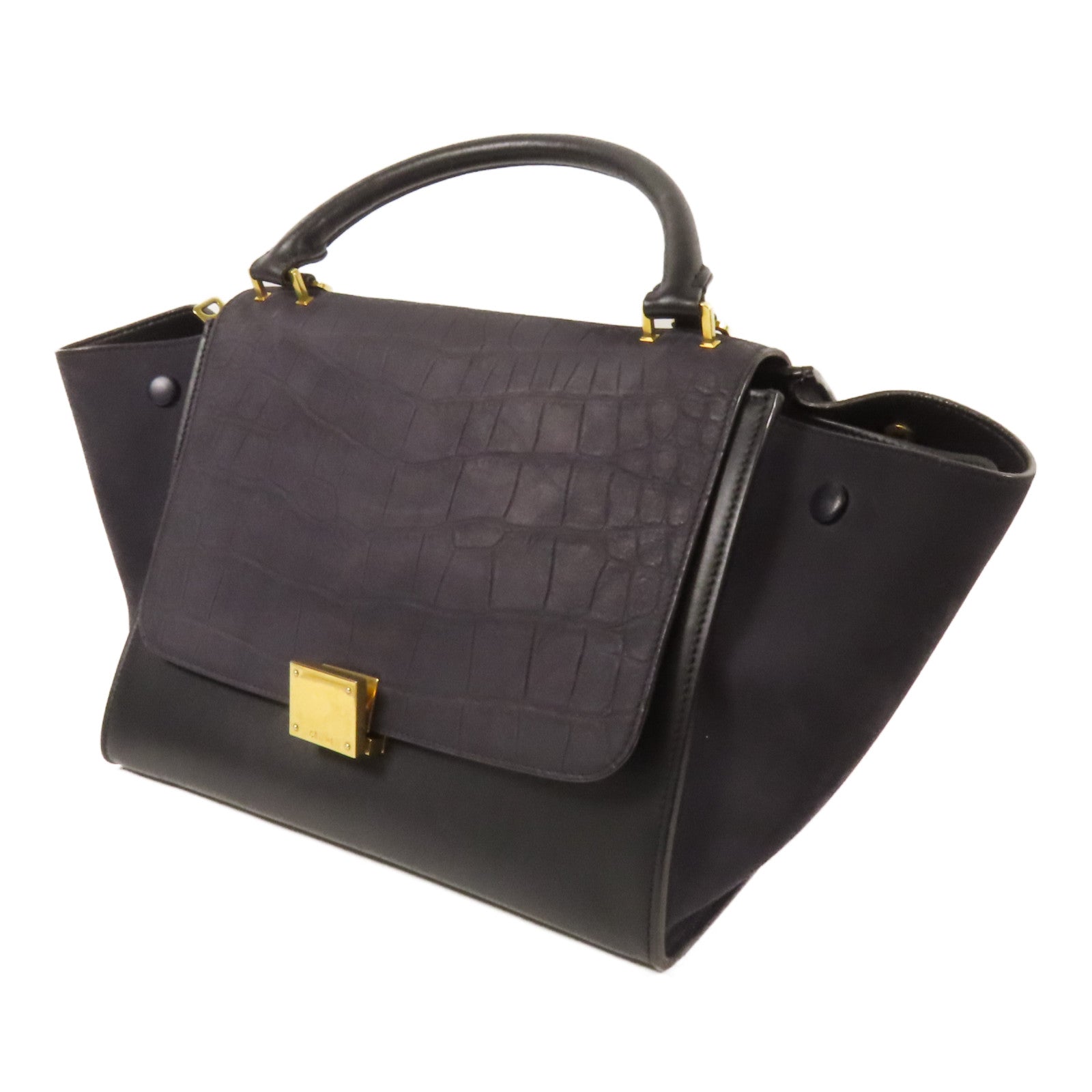 CELINE 牛皮/麂皮皮革Trapeze金扣手挽肩背兩用袋