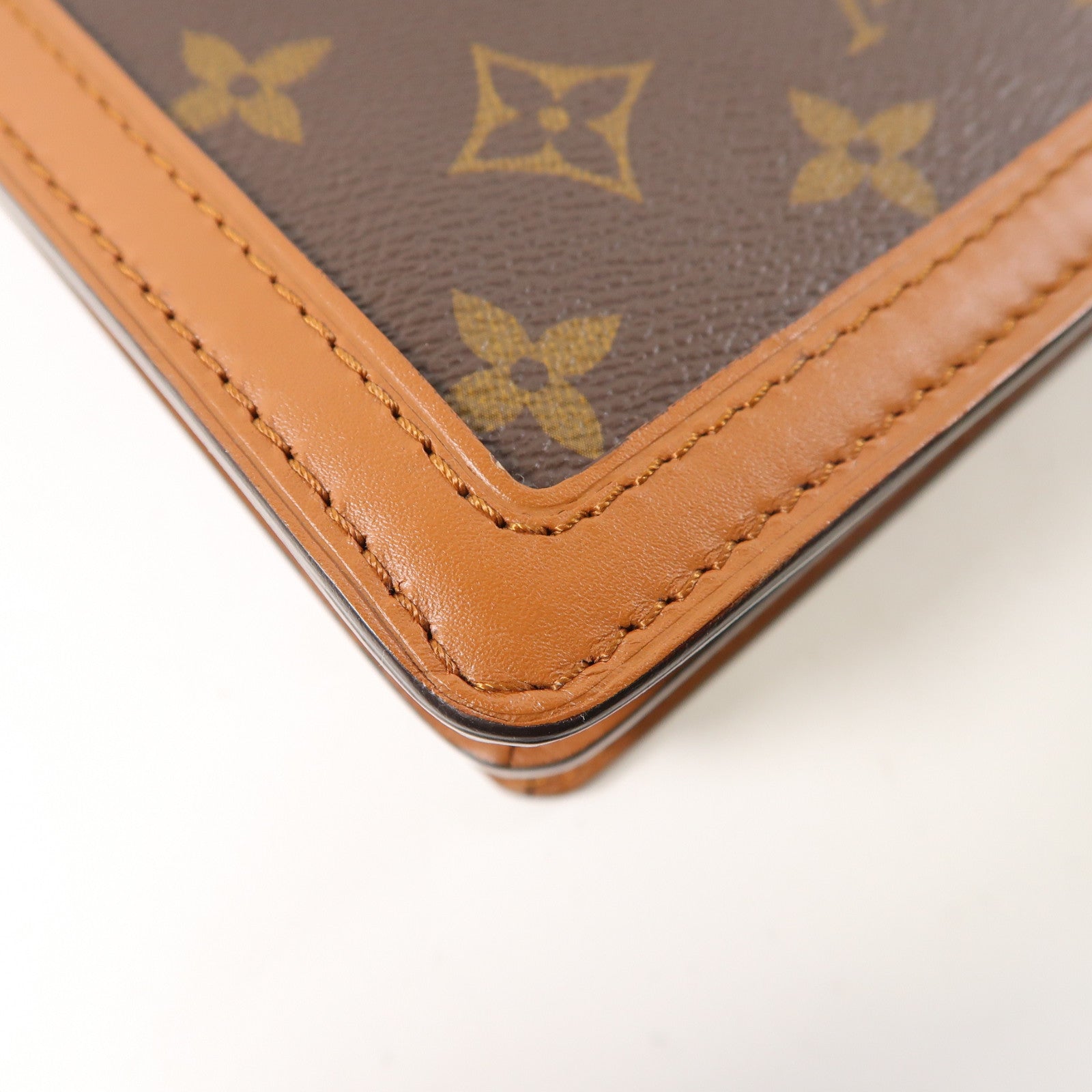 LOUIS VUITTON Monogram/Monogram Reverse Dauphine MM金扣手挽肩背兩用袋棕色