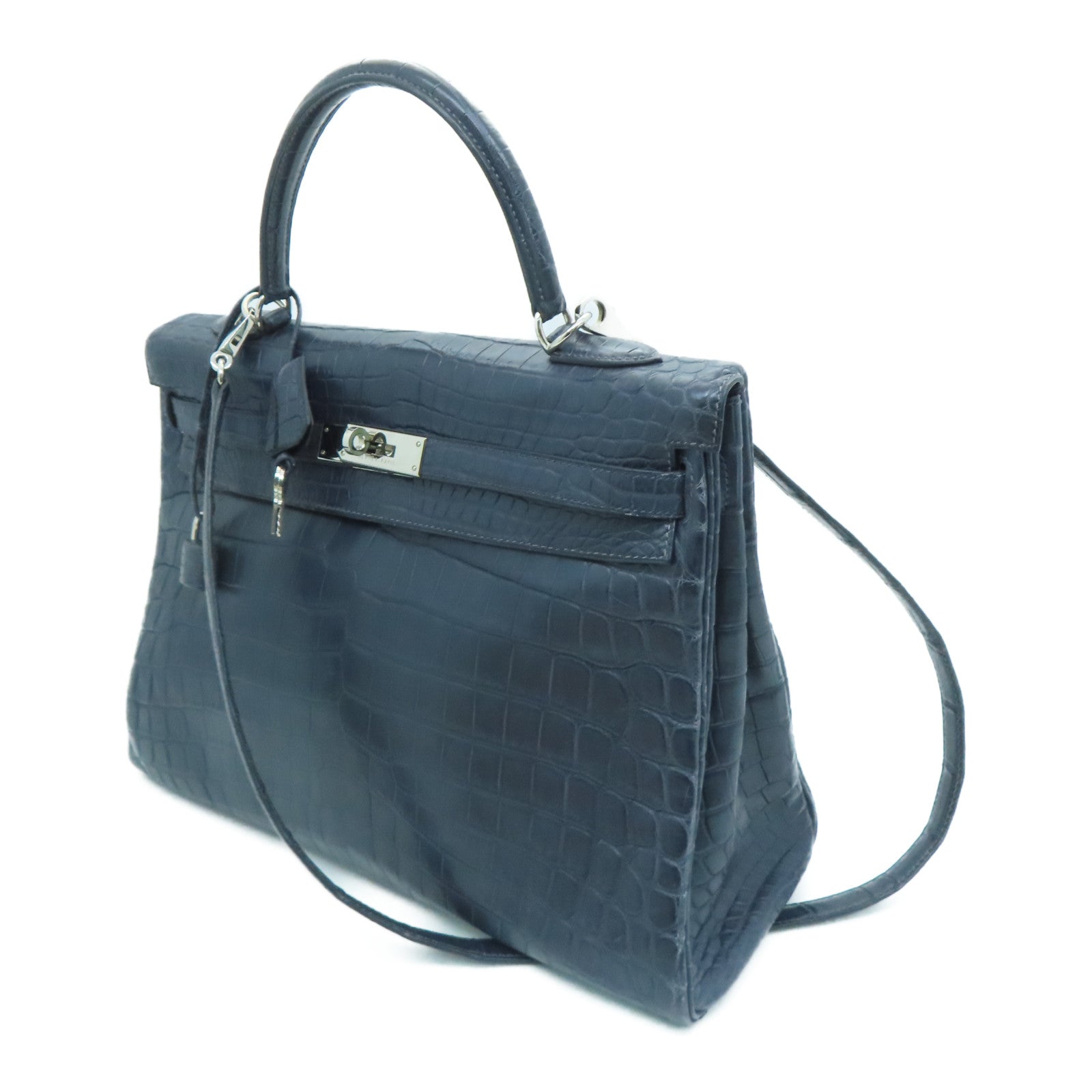 HERMES 【激減優惠】鱷魚皮革Kelly 35銀扣手挽袋Blue Abysse深淵 HERMES 【激減優惠】鱷魚皮革Kelly 35銀扣手挽袋Blue Abysse深淵