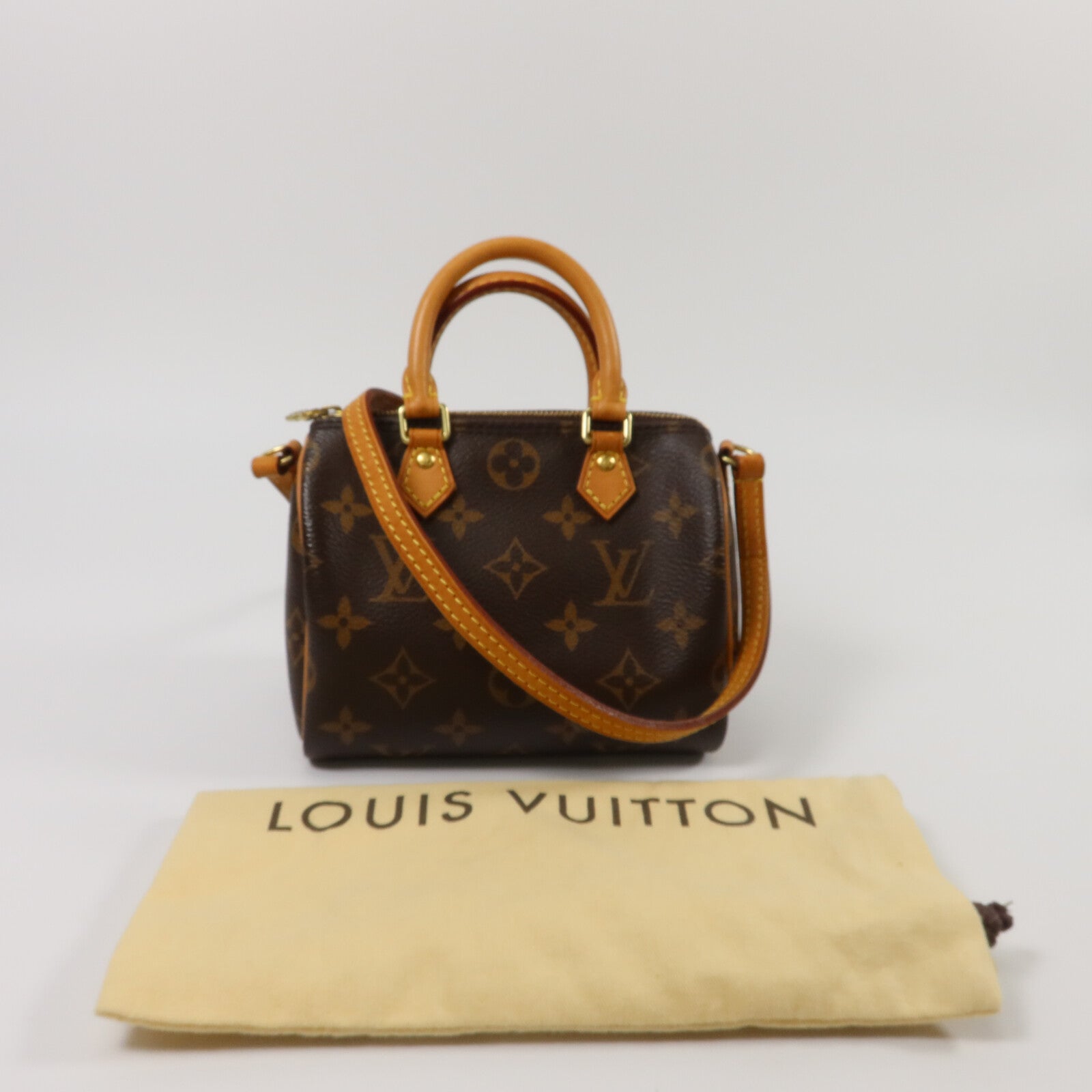 LOUIS VUITTON Monogram Nano Speedy手挽肩背兩用袋