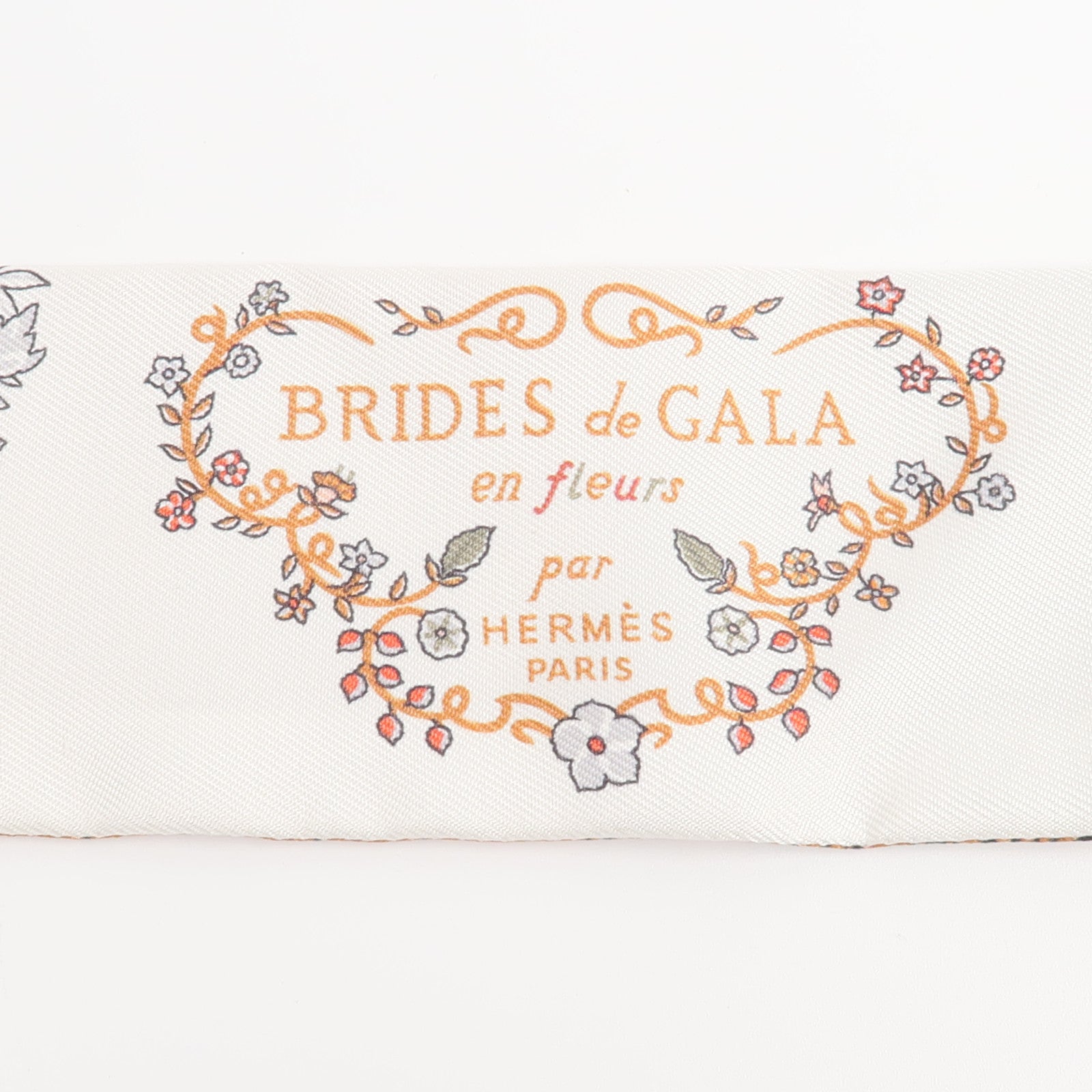 HERMES 絲質Brides de Gala en Fleurs Twilly絲巾