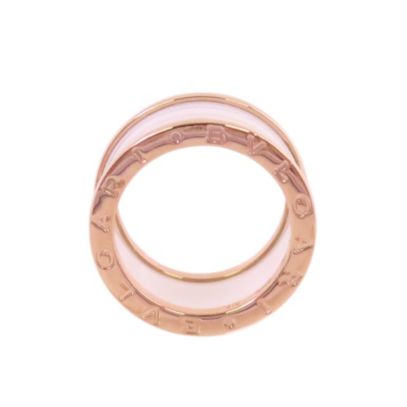 BVLGARI 18K玫瑰金/陶瓷B-Zero 1 4Band Ring戒指#54/US#6.25