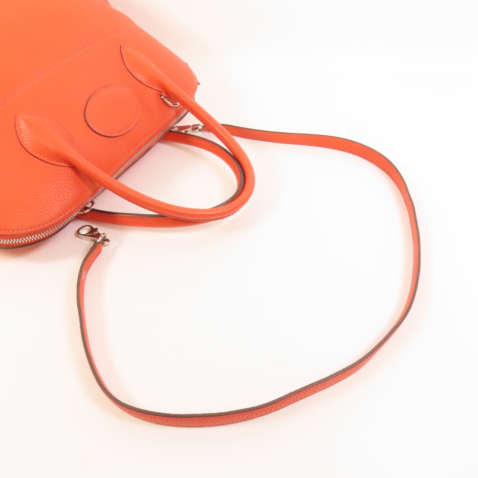 HERMES Clemence皮革Bolide 35銀扣手挽肩背兩用袋Orange Poppy