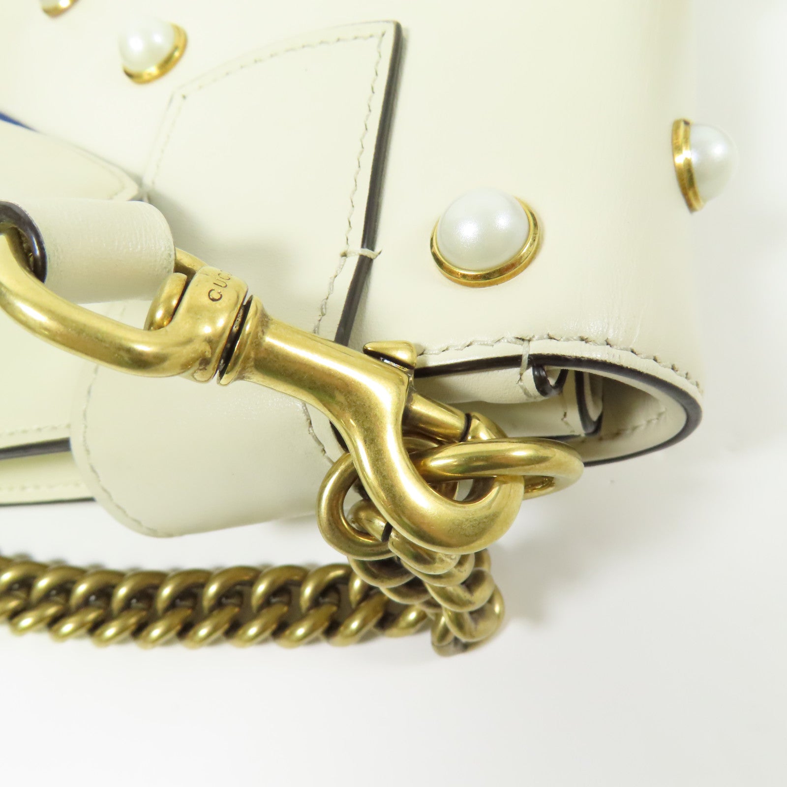 GUCCI 牛皮皮革Broadway Pearl Bee金扣肩背袋