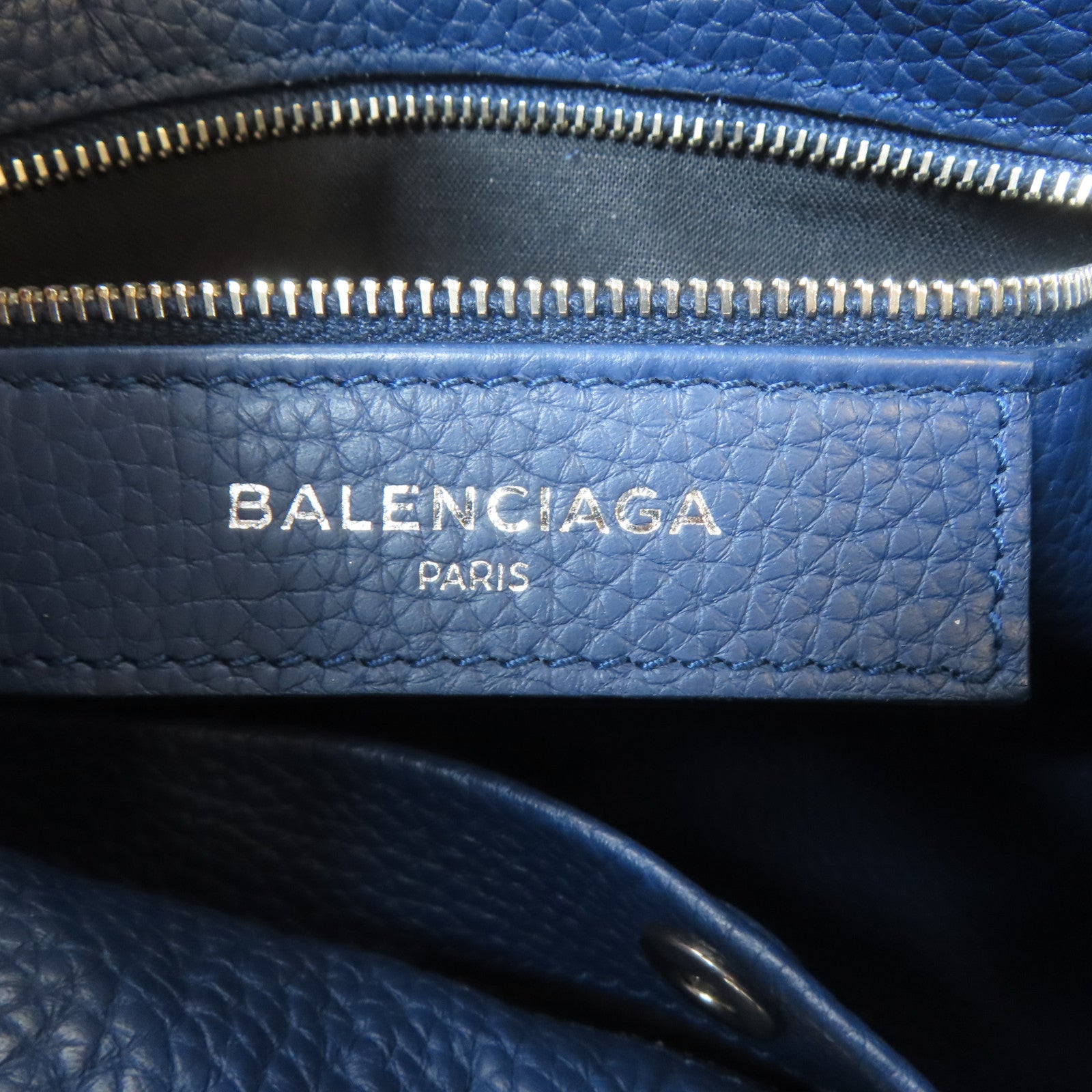 BALENCIAGA 牛皮皮革Blackout City銀扣手挽肩背兩用袋藍色