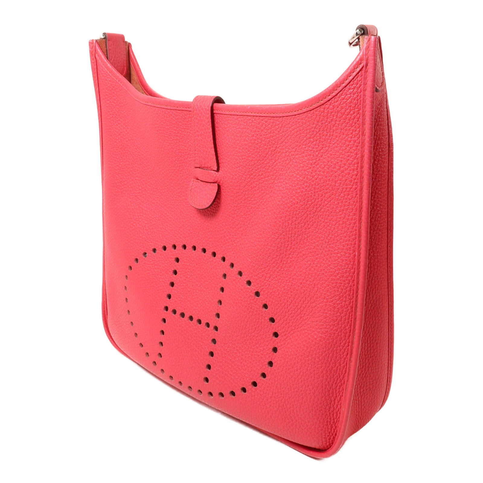 HERMES Clemence皮革Evelyne GM肩背袋Rose Extreme