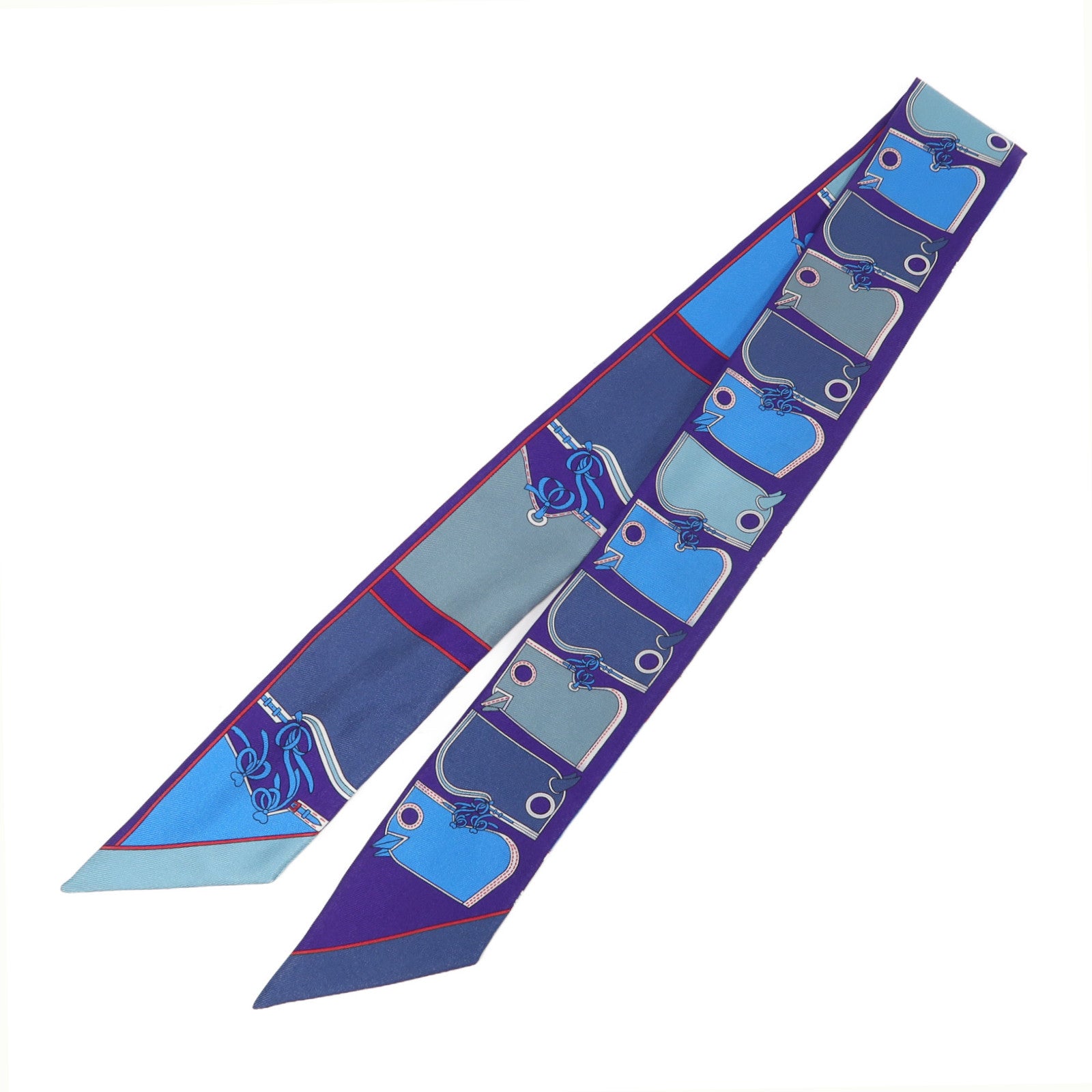 HERMES 絲質Twilly絲巾藍色/紫色