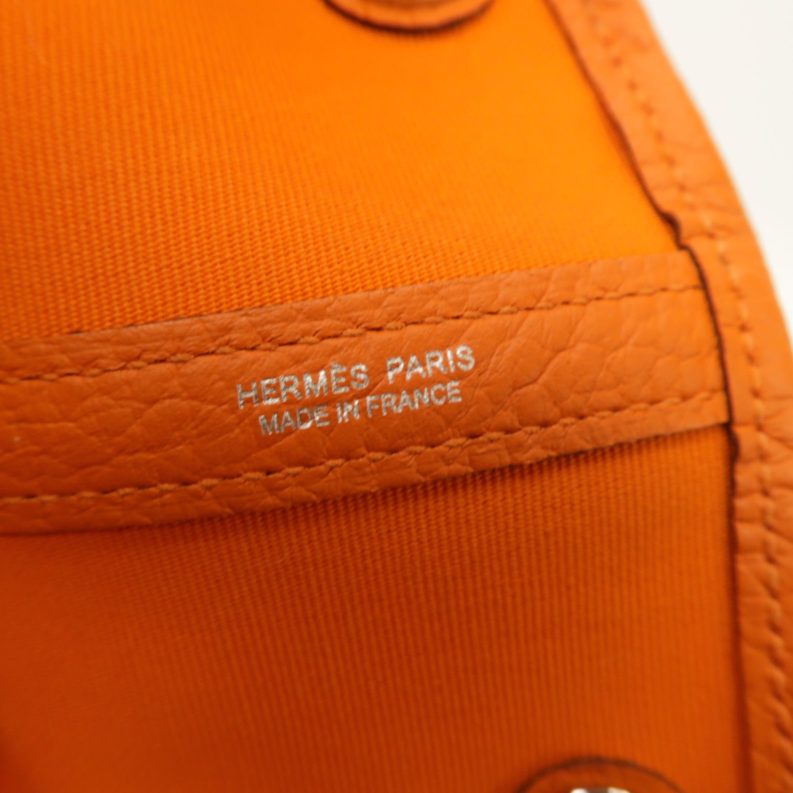HERMES 【激減優惠】帆布Garden Party PM銀扣肩背袋橙色