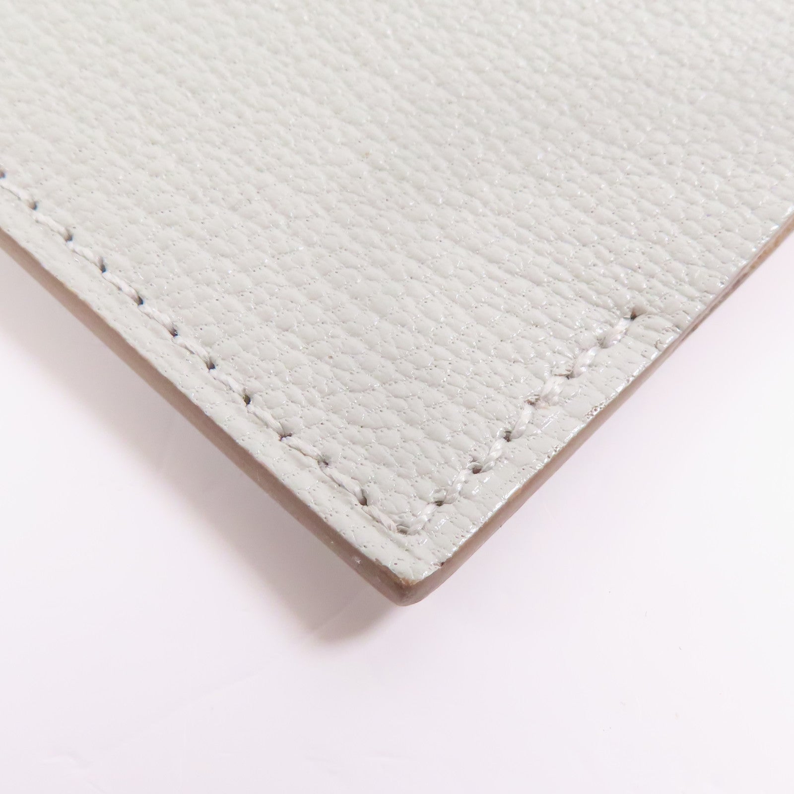 HERMES PHW Passport Case Chevre Leather Grey