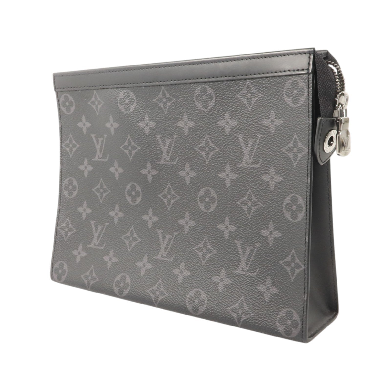 LOUIS VUITTON Monogram Eclipse Pochette Voyage MM銀扣手拿包