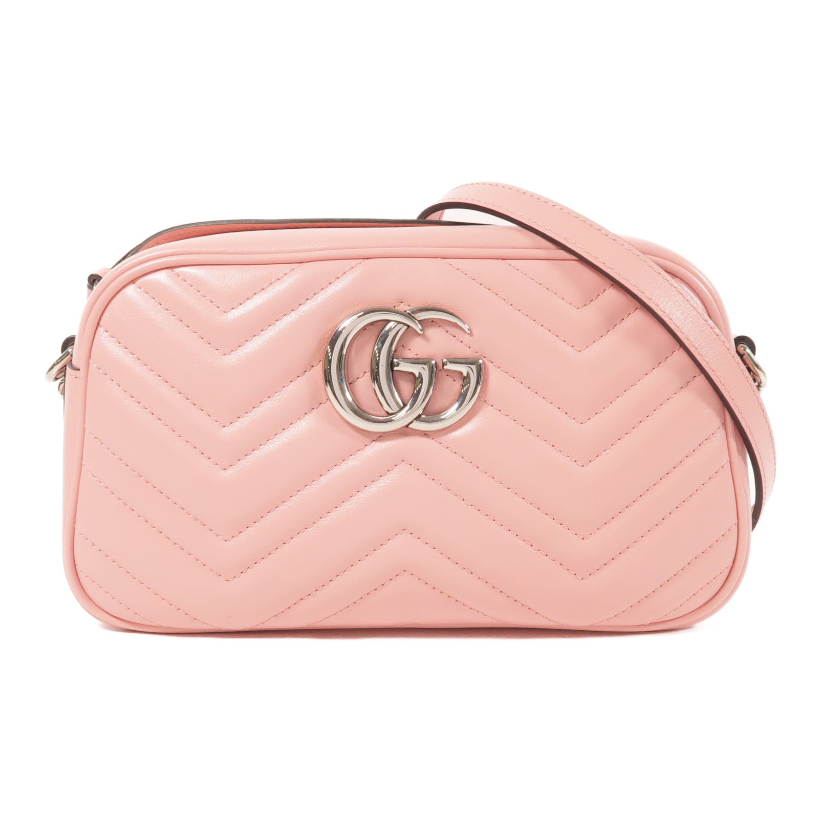 GUCCI 牛皮皮革GG Marmont銀扣肩背袋