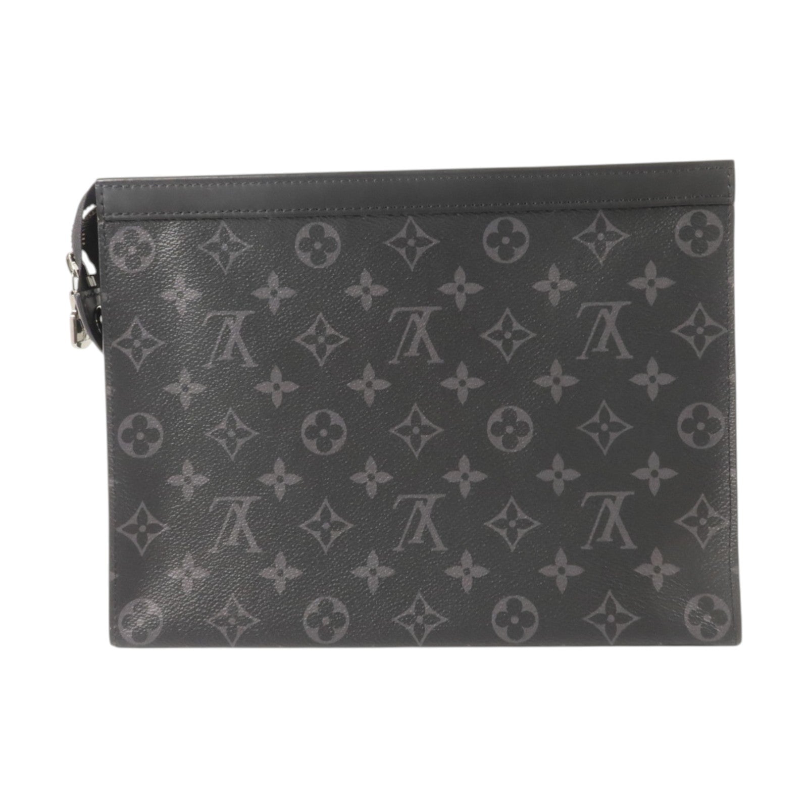 LOUIS VUITTON Monogram Eclipse Pochette Voyage MM銀扣手拿包