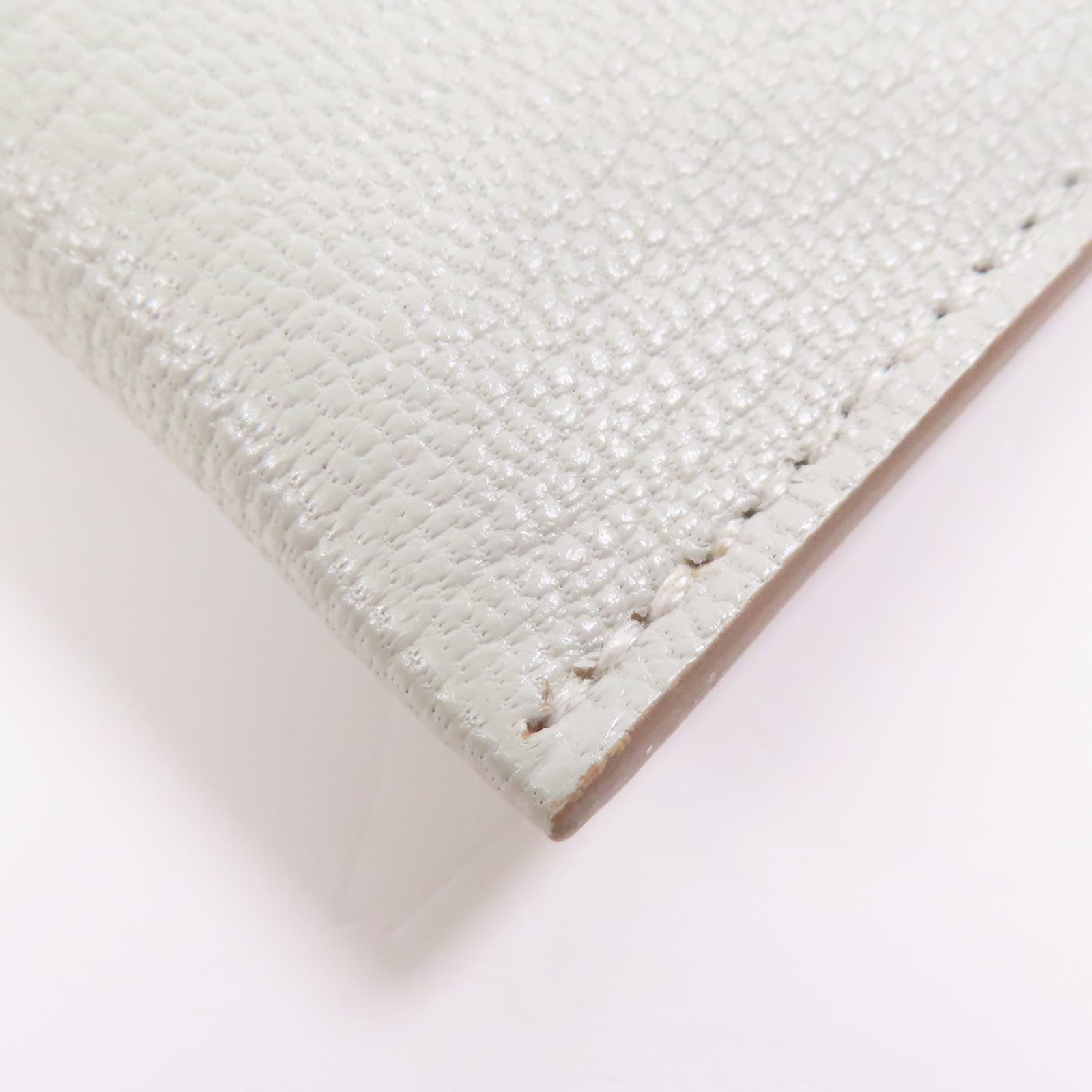 HERMES PHW Passport Case Chevre Leather Grey