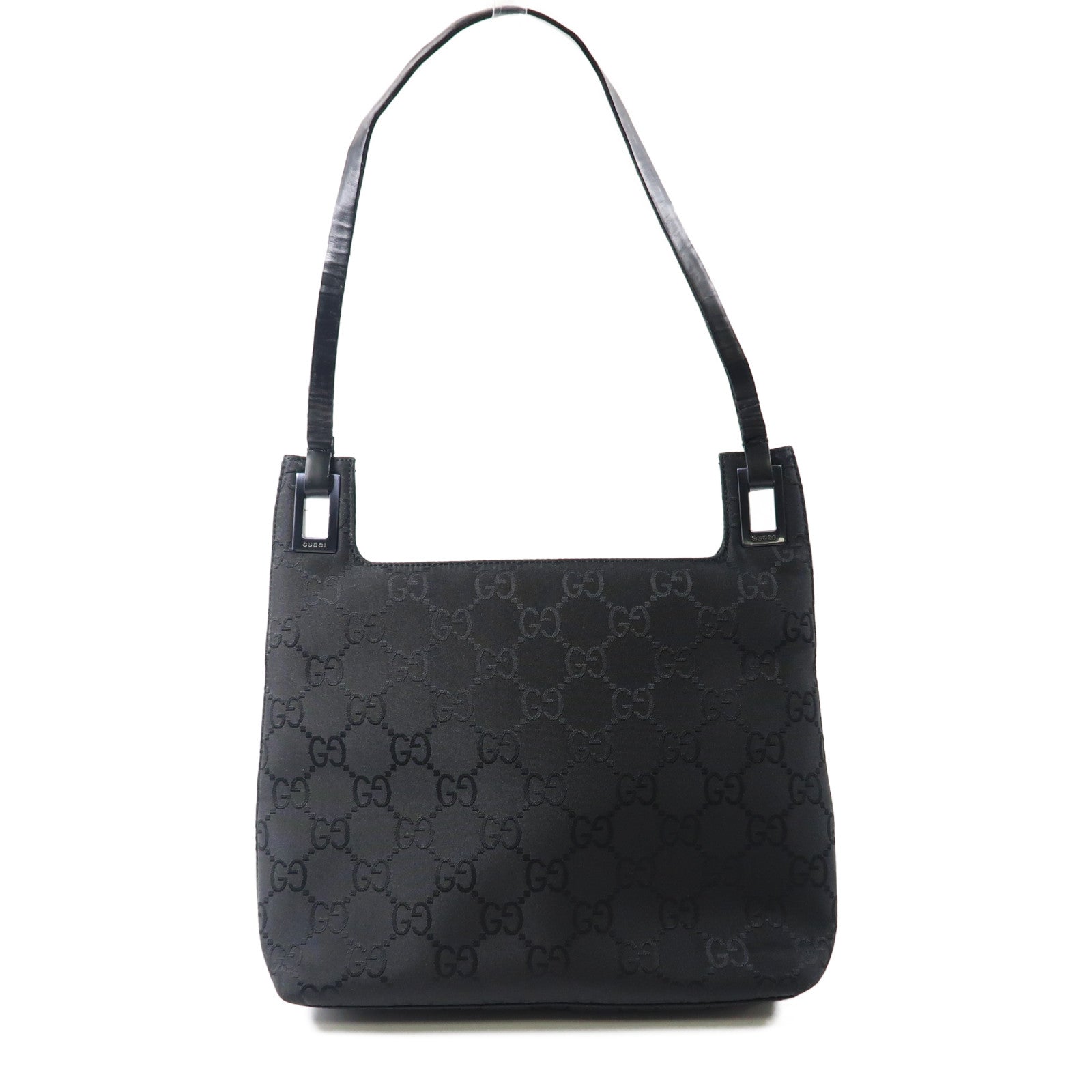 GUCCI 帆布Shoulder Bag銀扣肩背袋黑色