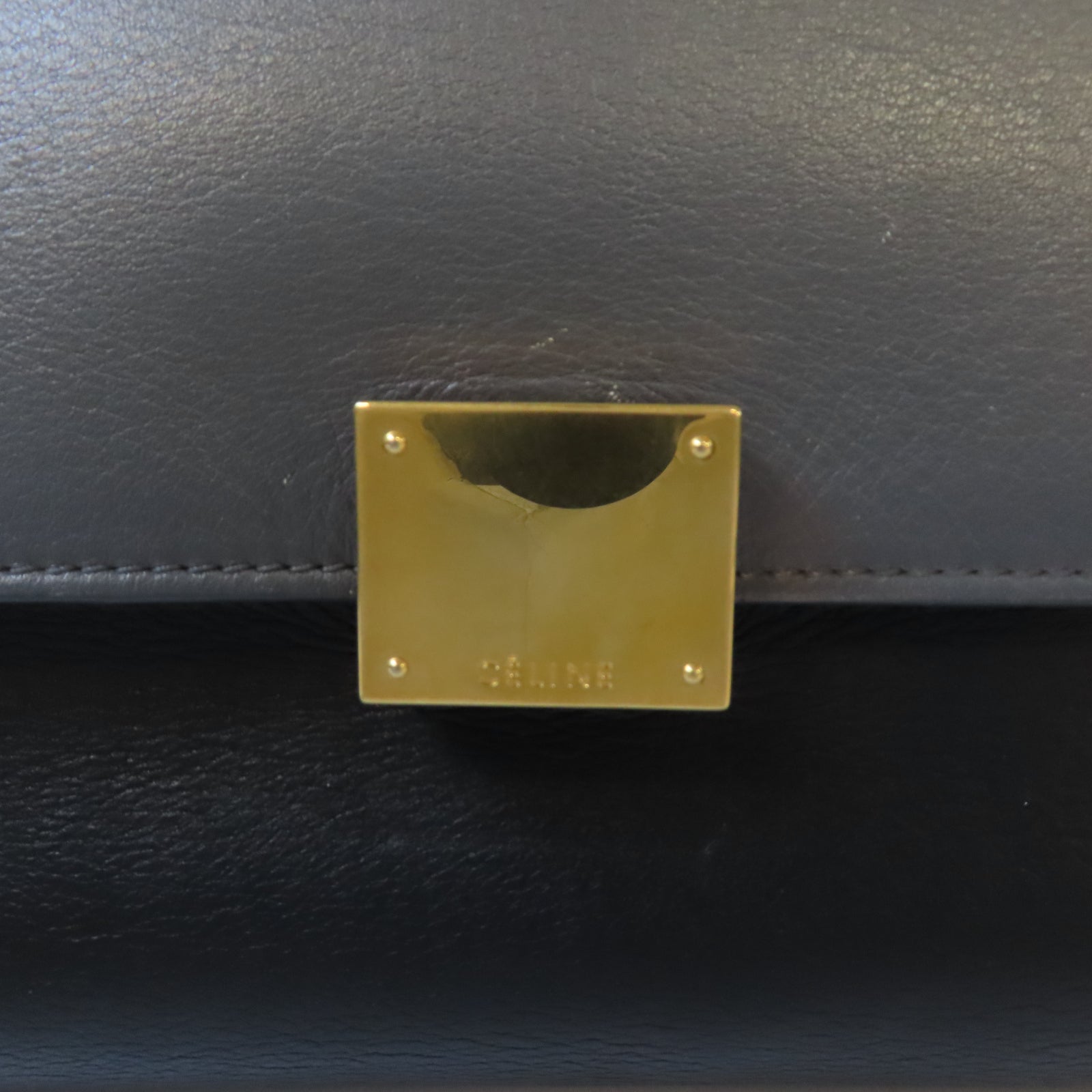 CELINE 【激減優惠】牛皮皮革Trapaze金扣肩背袋黑色/灰色