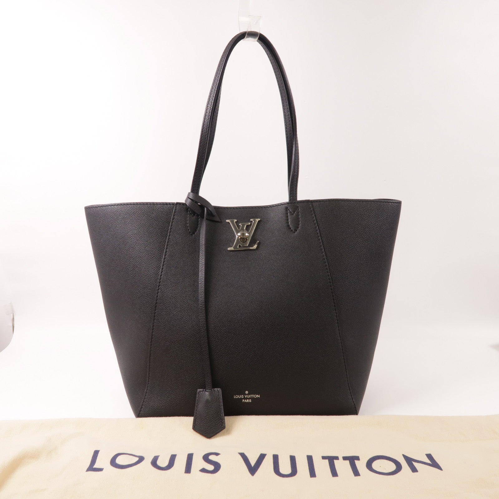 LOUIS VUITTON LV SHW Lockme Cabas Shoulder Bag M42291 Calfskin Leather Black