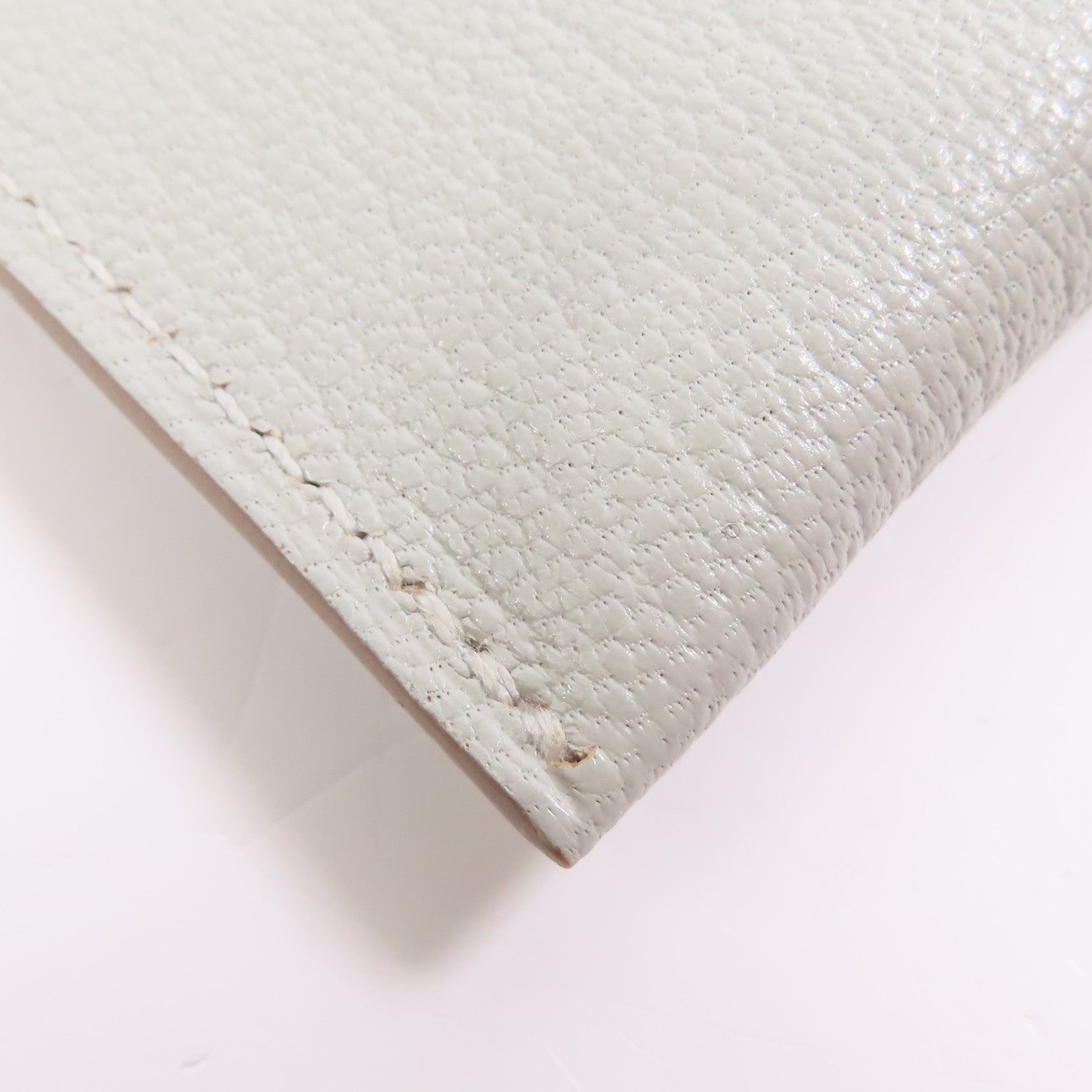 HERMES PHW Passport Case Chevre Leather Grey