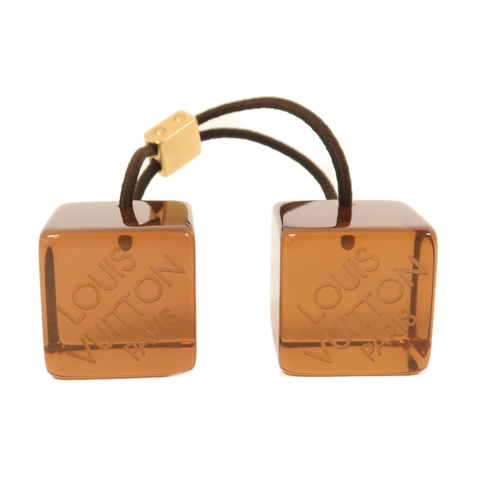 LOUIS VUITTON PVC Hair Cube金扣髮圈啡色
