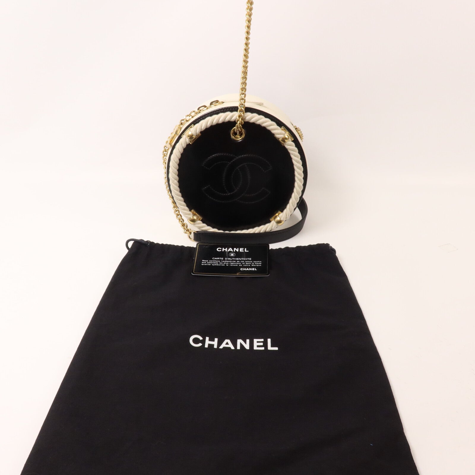 CHANEL 牛皮皮革Materasse Co Co鏈帶手挽肩背兩用袋