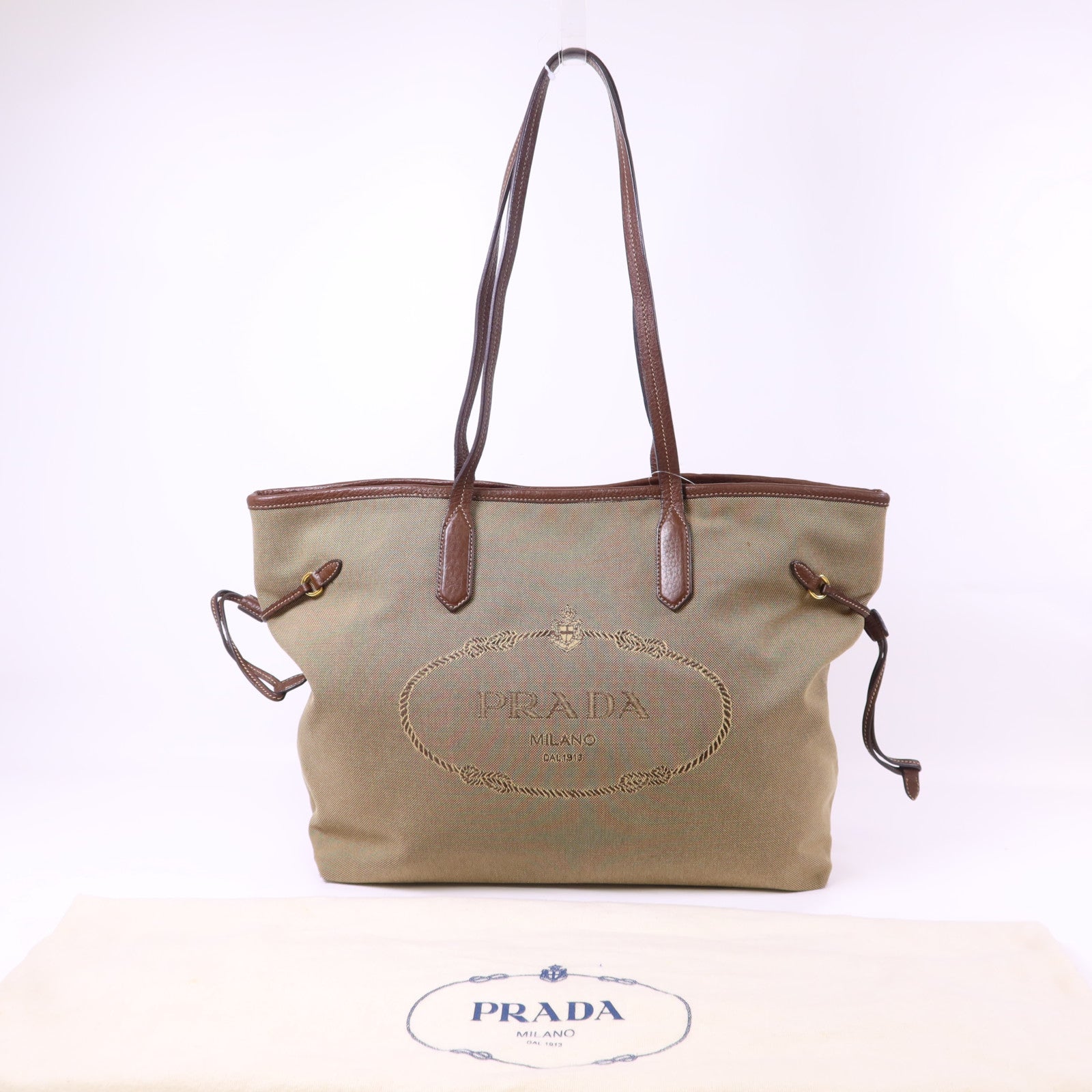 PRADA 帆布Tote Bag金扣手挽袋