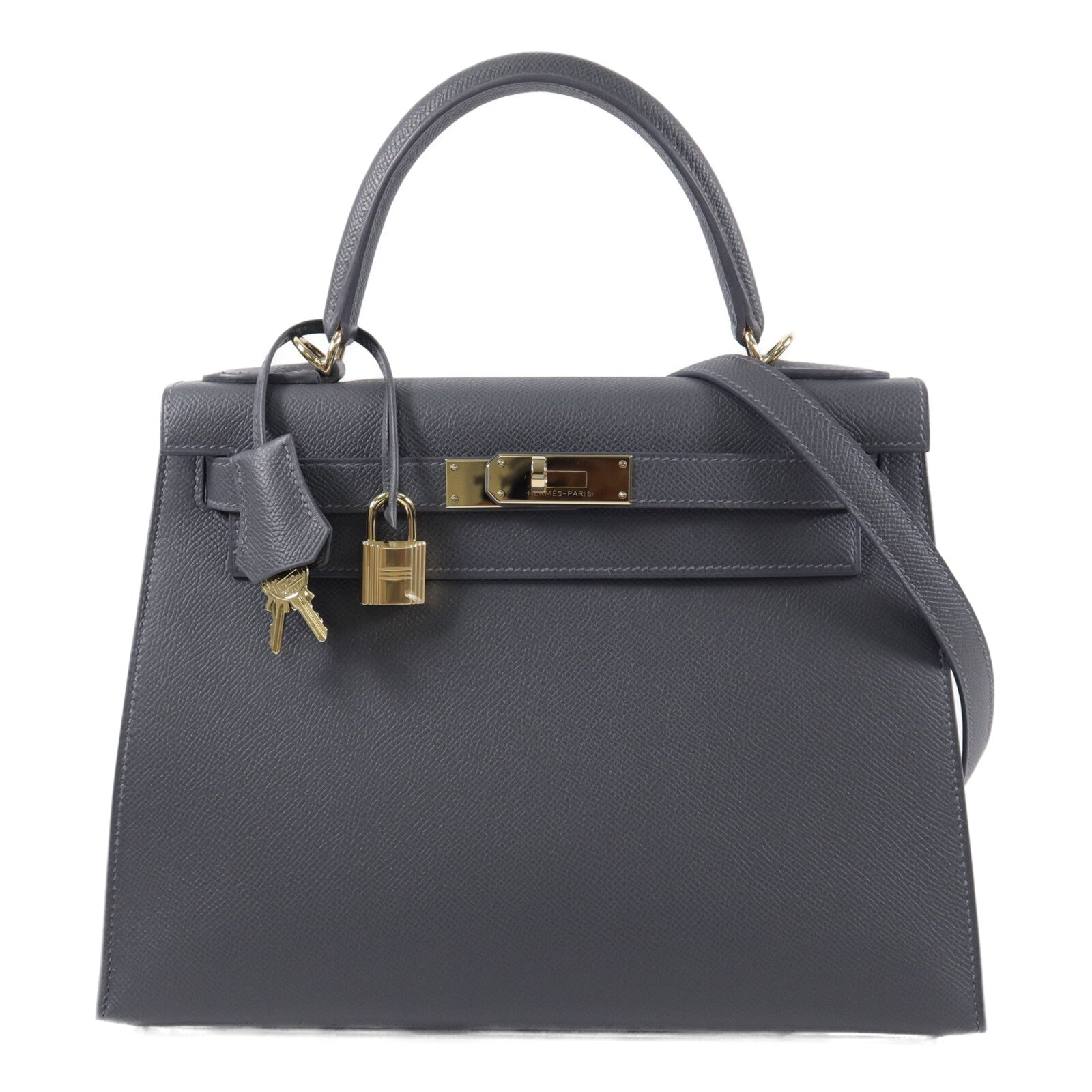 HERMES Epsom皮革Kelly 28手挽肩背兩用袋Ardoise