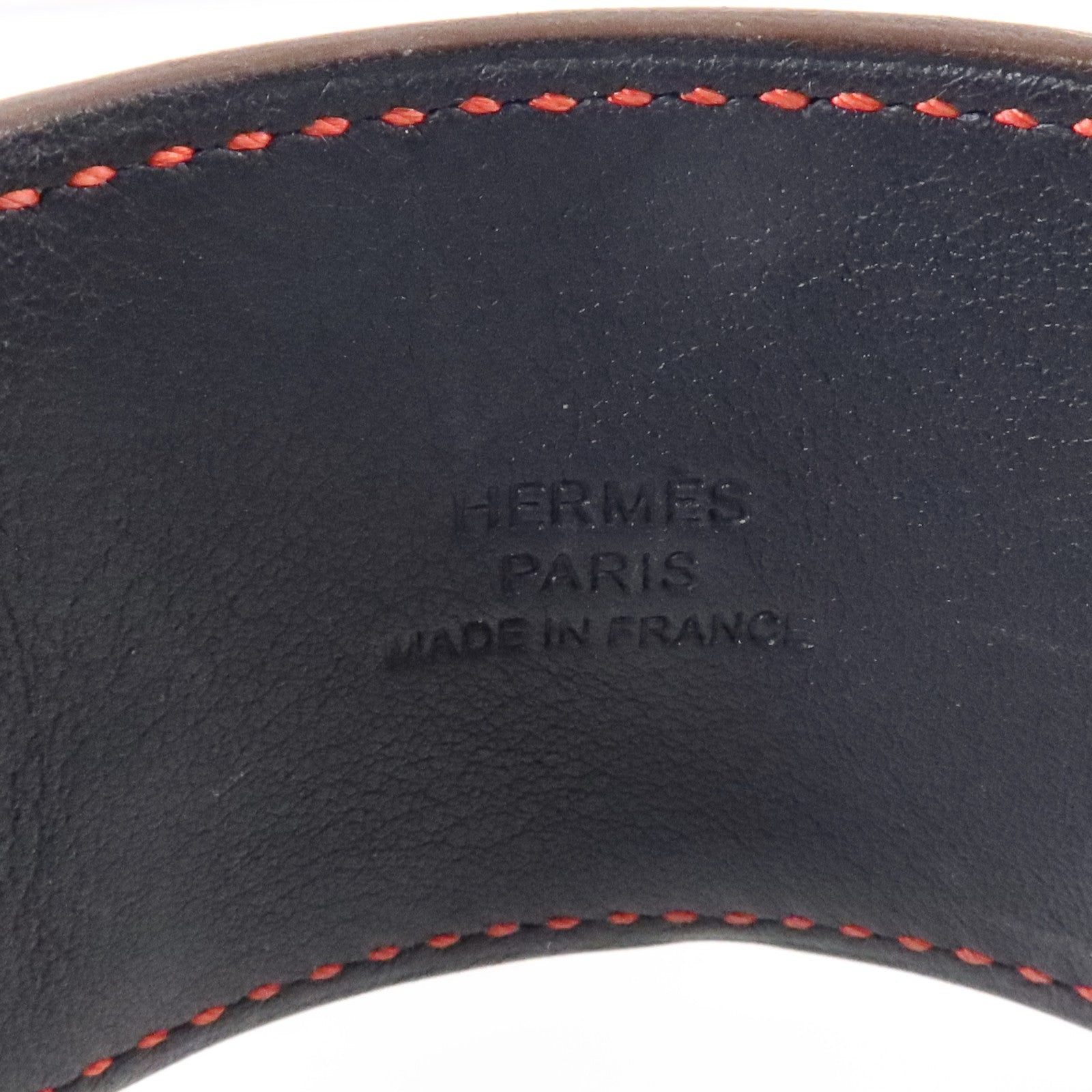 HERMES Swift皮革/金屬Collier De Chien Bracelet銀扣扣手鏈Rouge Casaque