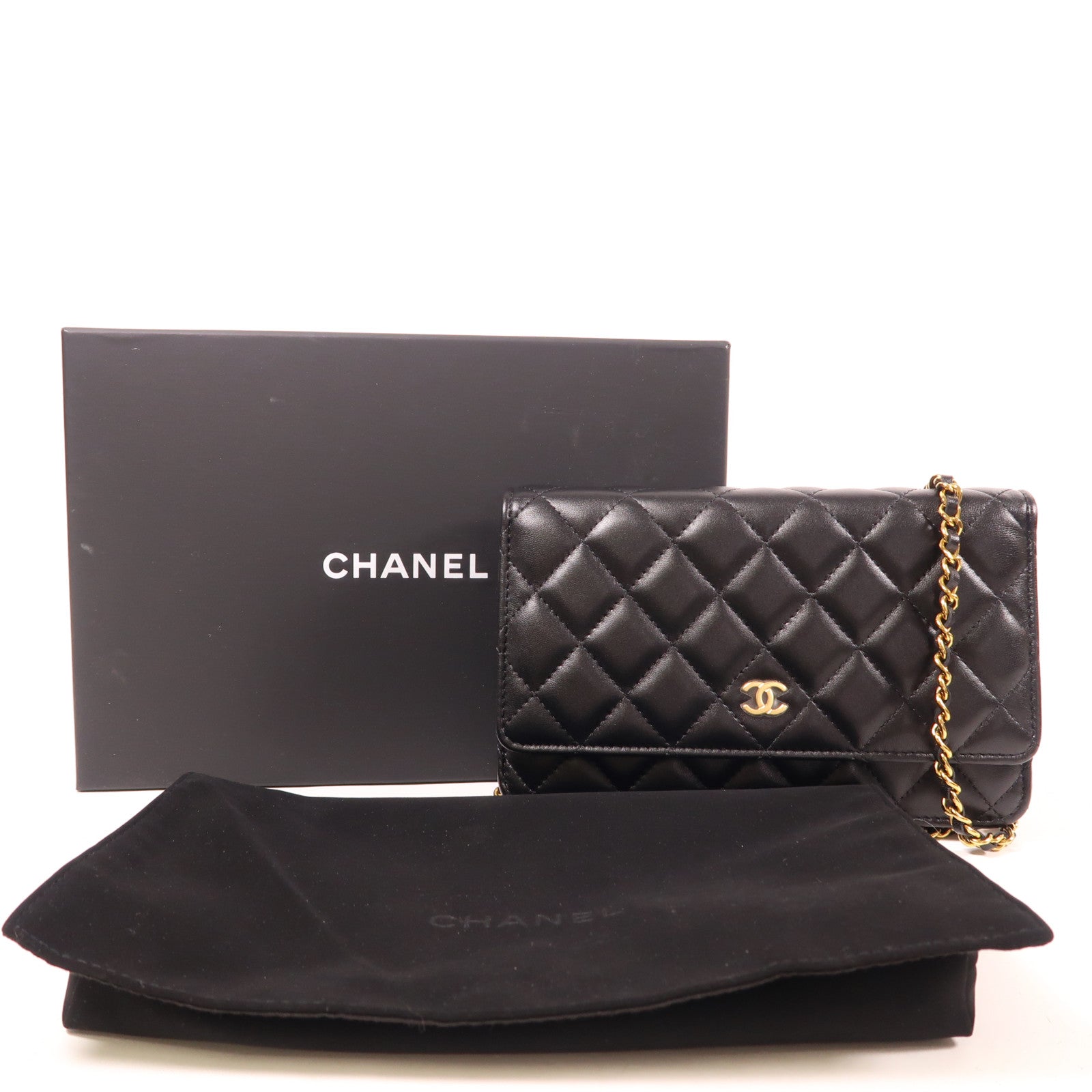 CHANEL 羊皮皮革WOC Wallet On Chain金扣鏈帶肩背袋