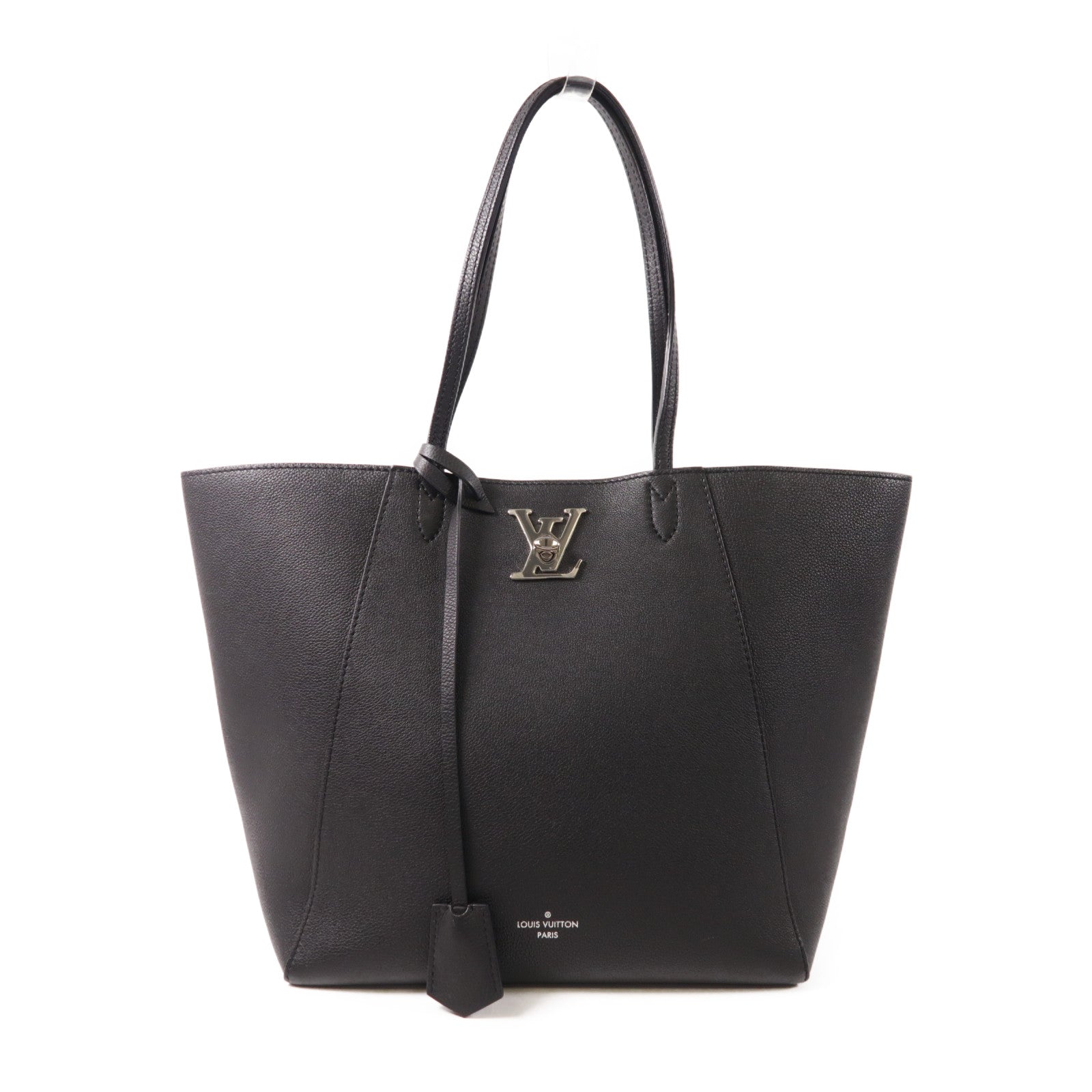 LOUIS VUITTON LV SHW Lockme Cabas Shoulder Bag M42291 Calfskin Leather Black