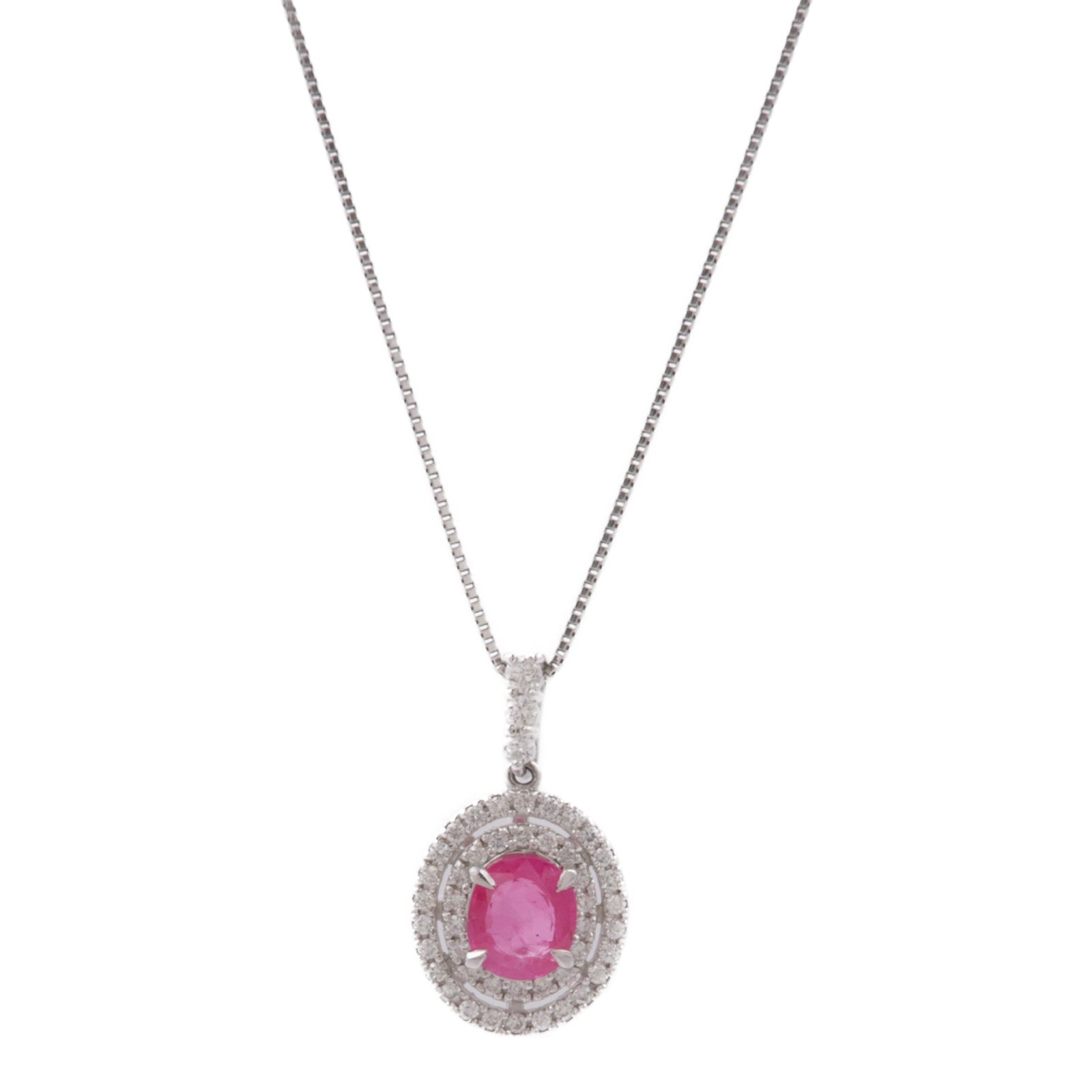 JEWELRY 【激減優惠】PT850/PT900鉑金Ruby/Diamond Necklace紅寶石/鑽石項鍊