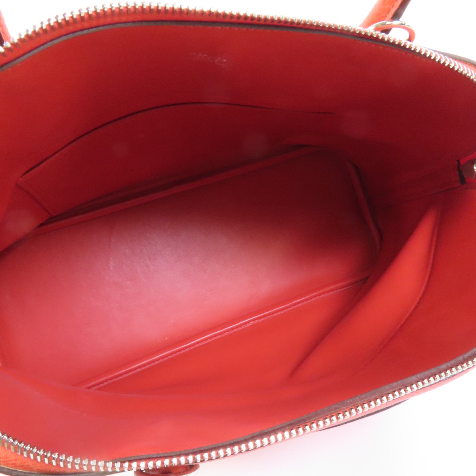 HERMES Clemence皮革Bolide 35銀扣手挽肩背兩用袋Orange Poppy