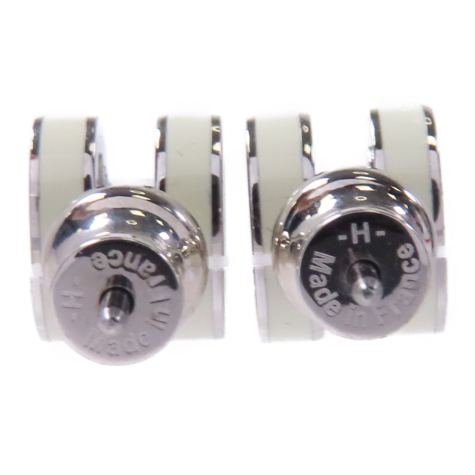 HERMES 金屬Pop H Earrings耳環白色/銀色
