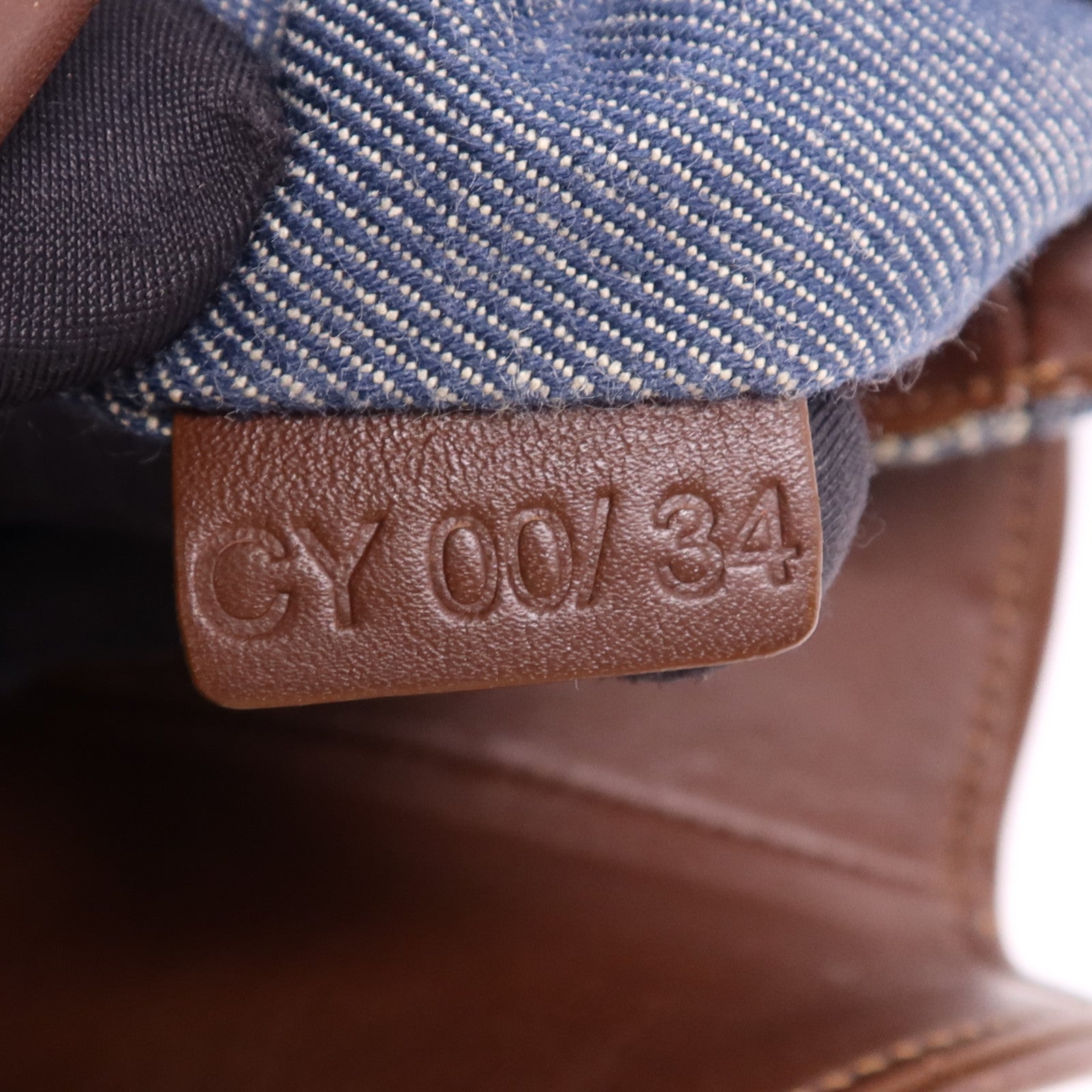 CELINE 牛仔布/皮革Macadam Hand Bag金扣手挽袋