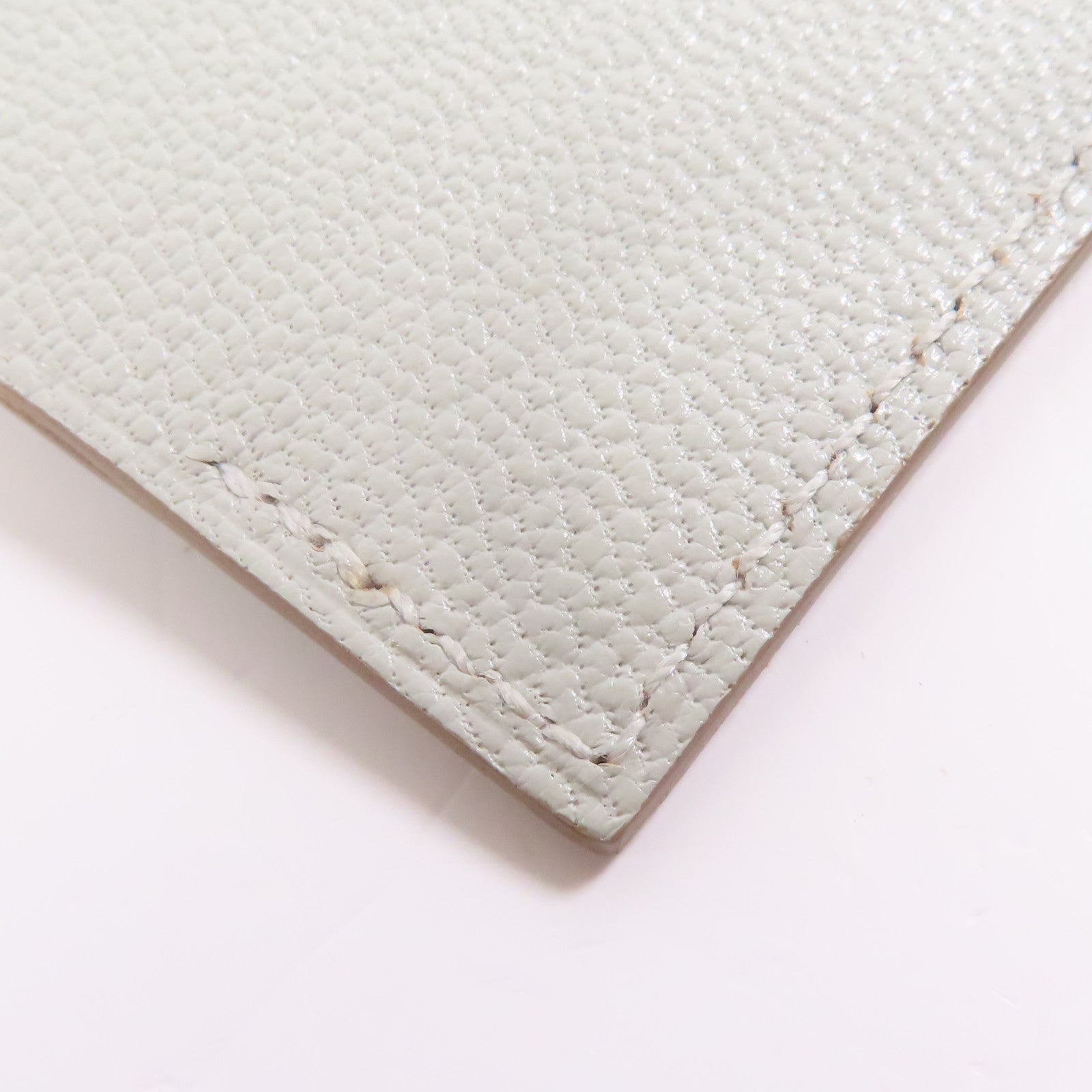 HERMES PHW Passport Case Chevre Leather Grey