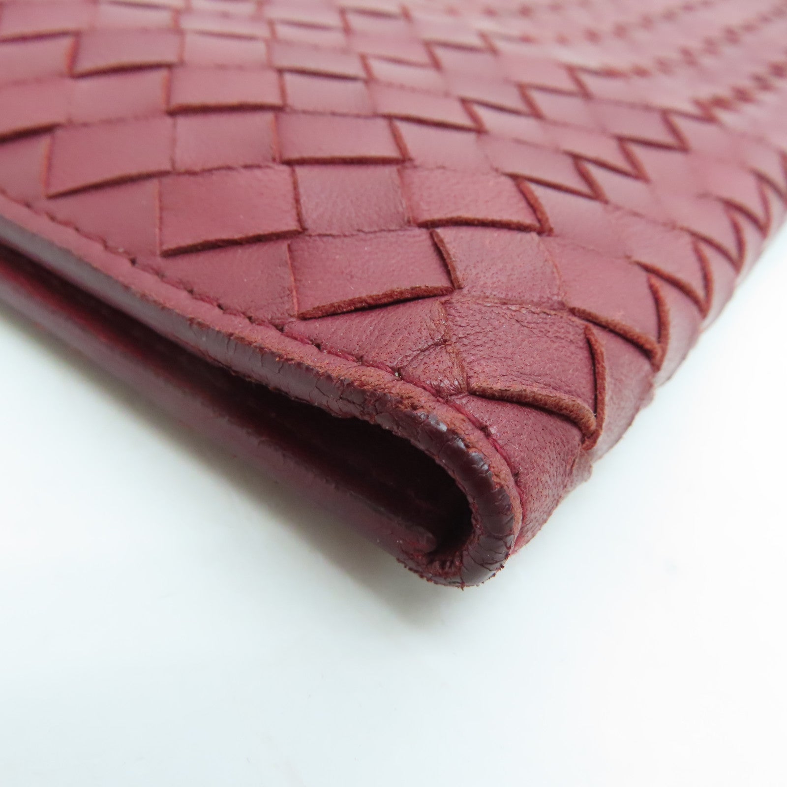 BOTTEGA VENETA 牛皮皮革Clutch金扣長錢包紅色