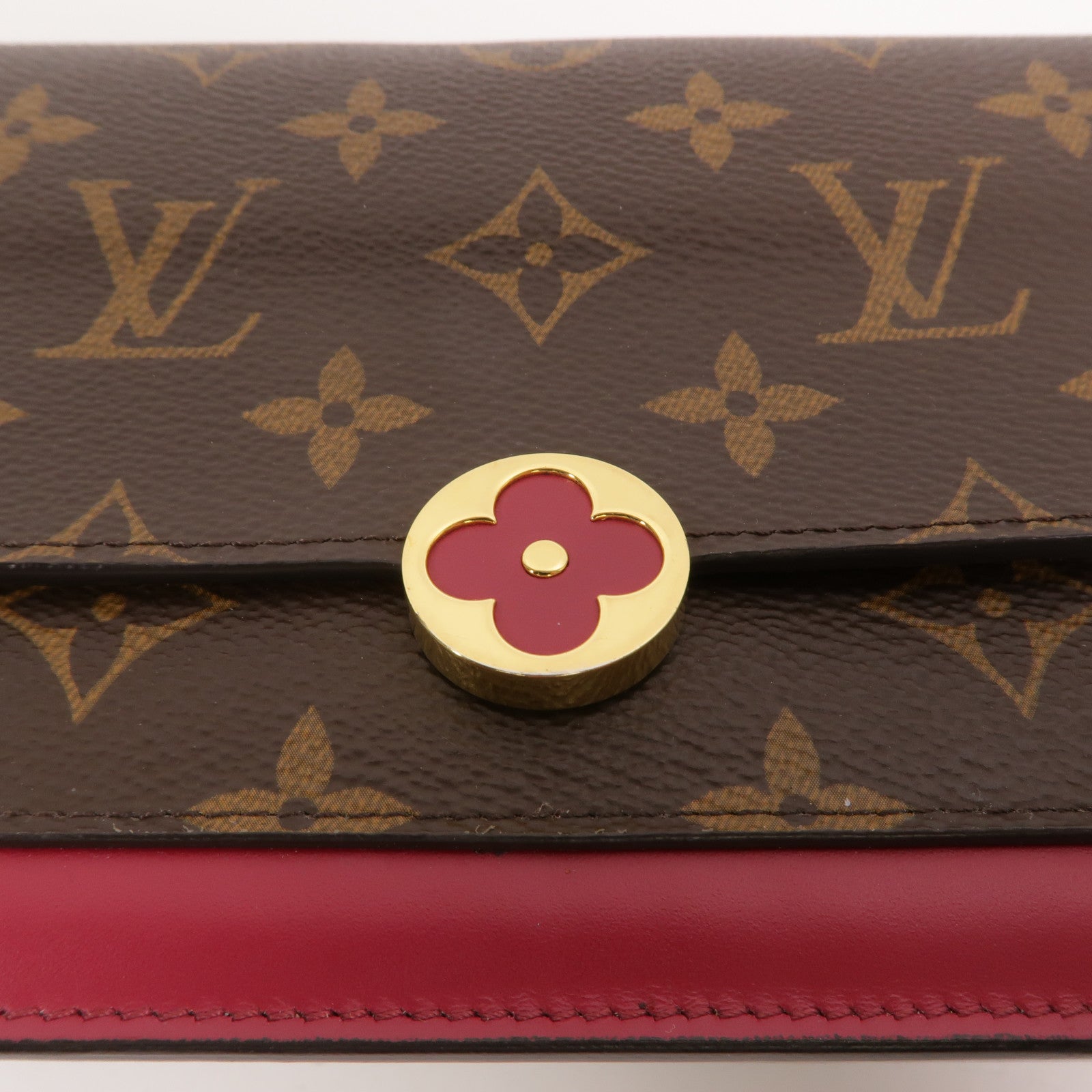 LOUIS VUITTON Monogram Portefeuille Flore金扣鏈帶肩背袋