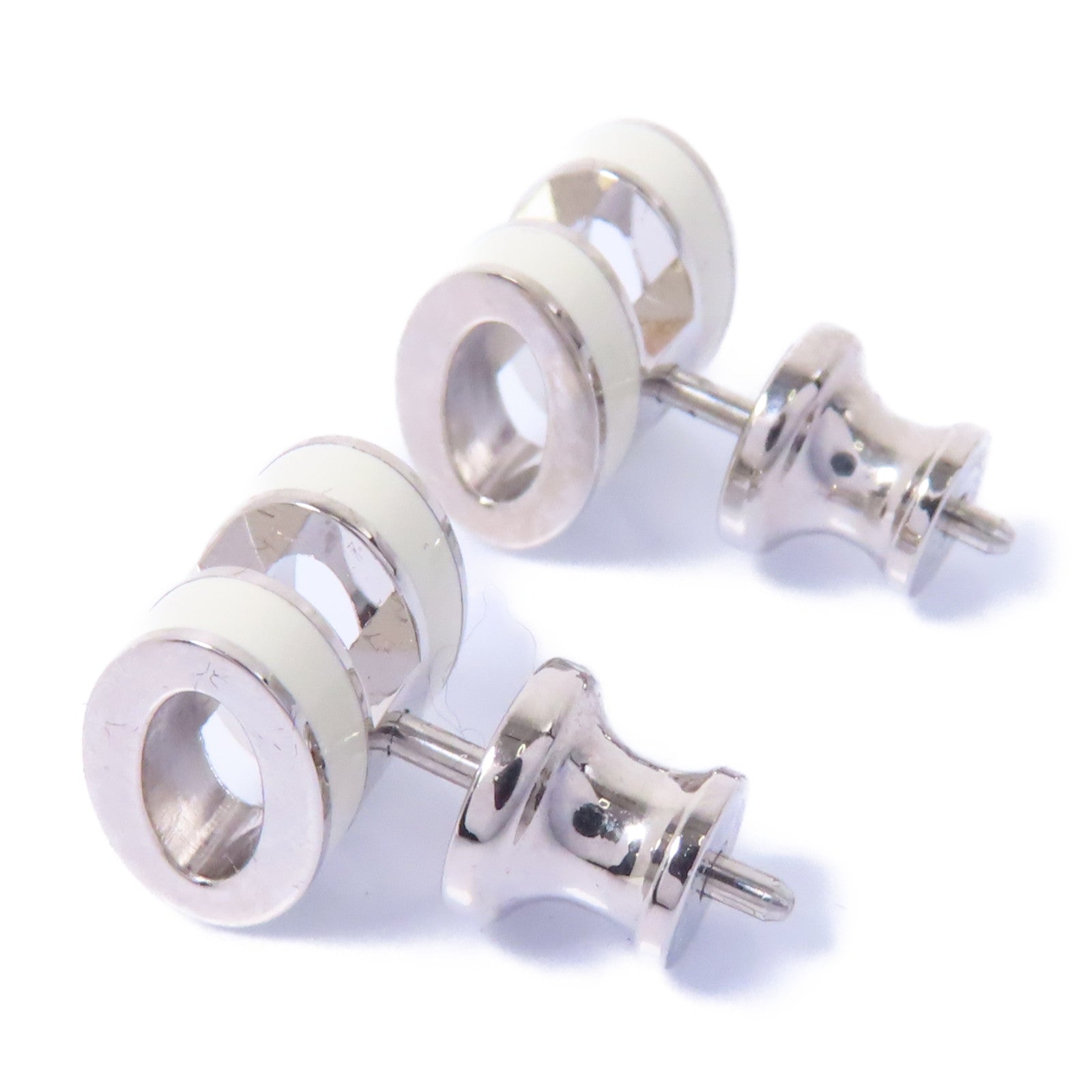 HERMES 金屬Pop H Earrings耳環白色/銀色