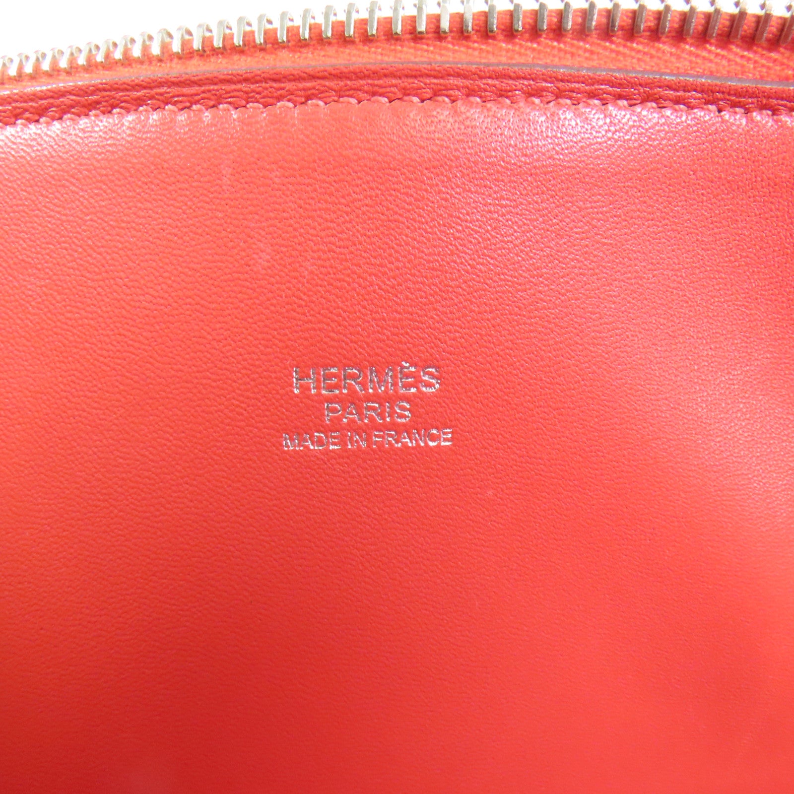 HERMES Clemence皮革Bolide 35銀扣手挽肩背兩用袋Orange Poppy