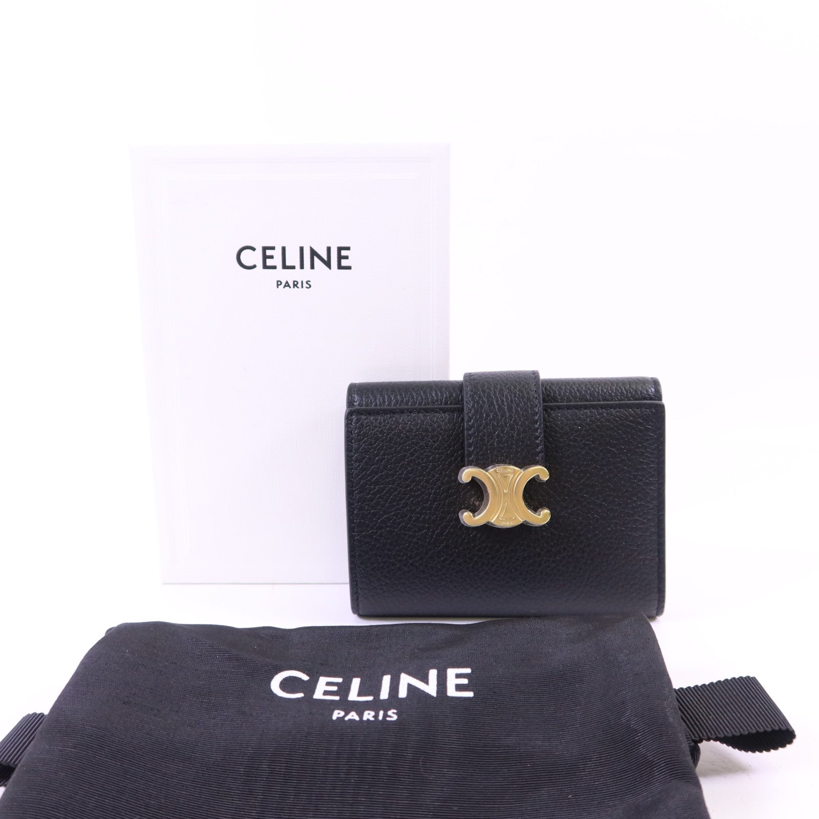 CELINE 牛皮皮革Fine Strap Wallet金扣錢包
