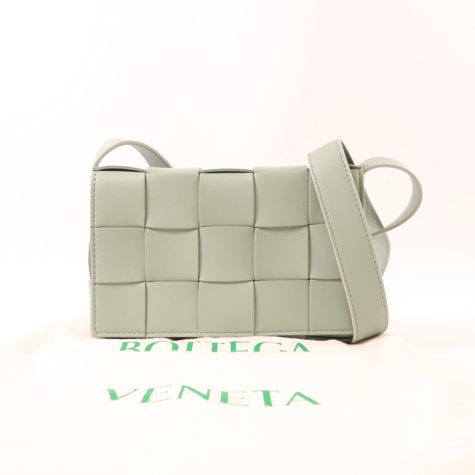 BOTTEGA VENETA BV Cassette Bag Shoulder Bag Lambskin Leather Light Green