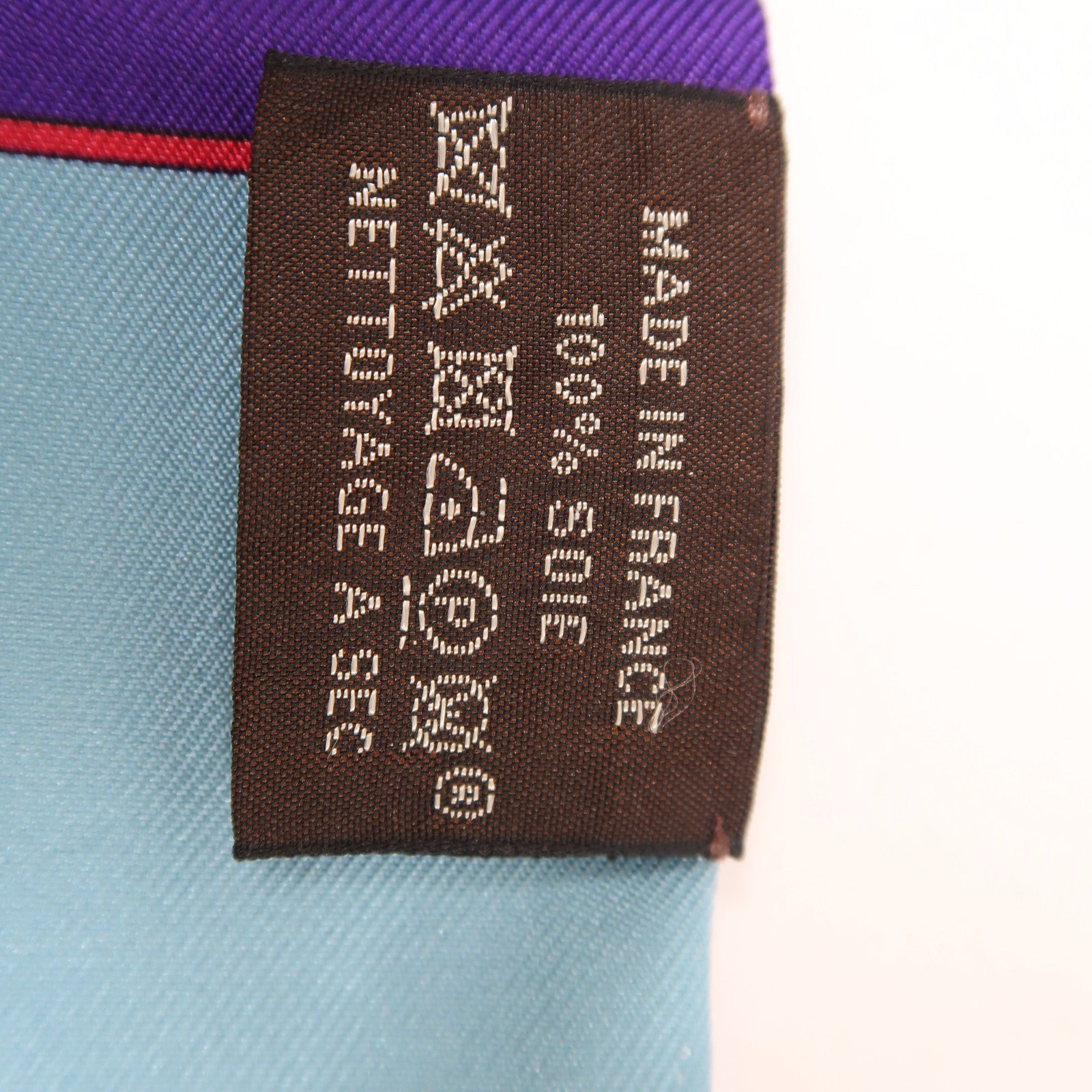 HERMES 絲質Twilly絲巾藍色/紫色