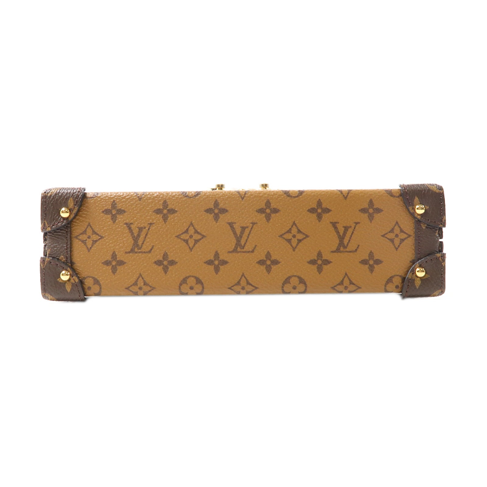 LOUIS VUITTON Monogram Reverse Petite Malle金扣肩背袋棕色