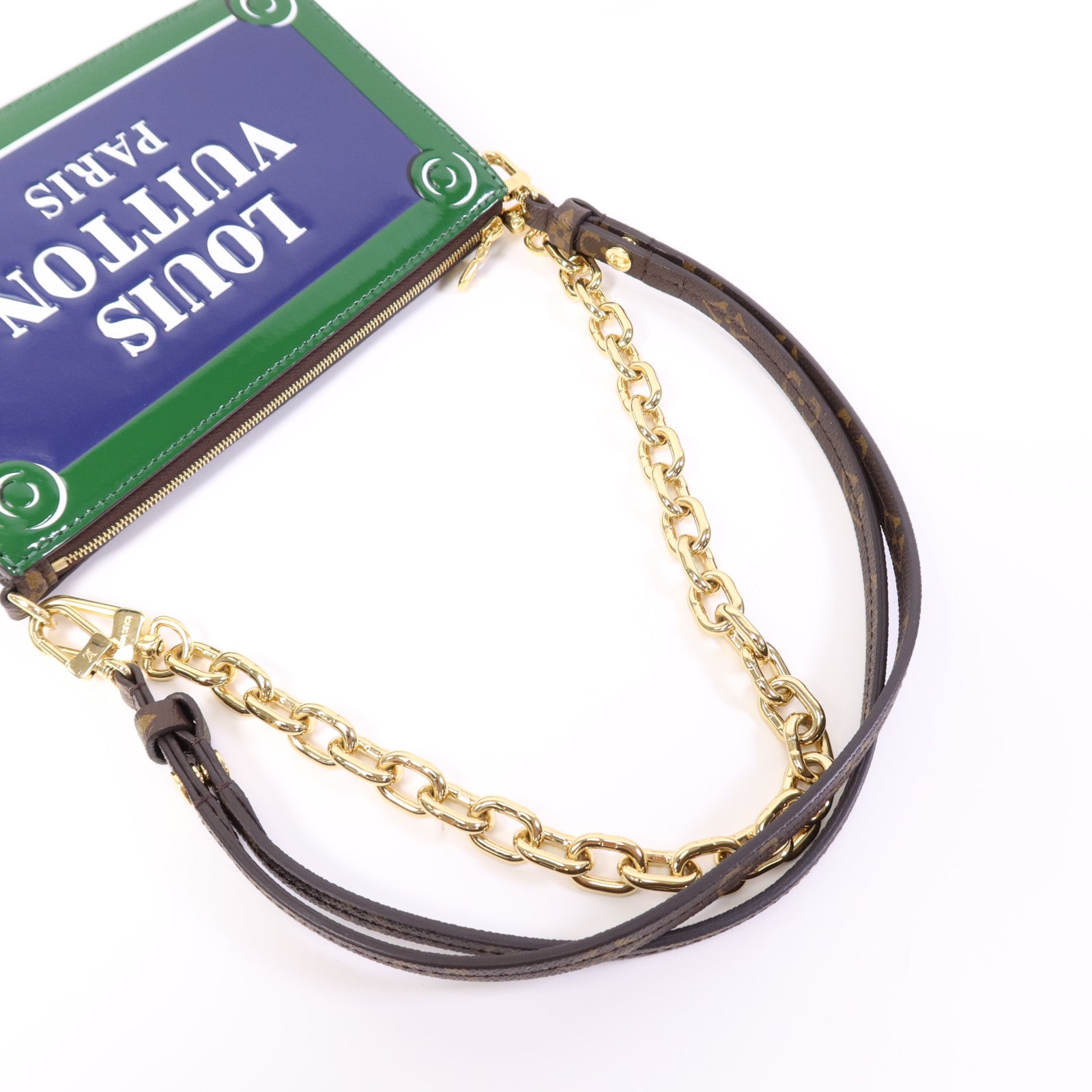 LOUIS VUITTON Monogram LV Street Sign金扣鏈帶肩背袋