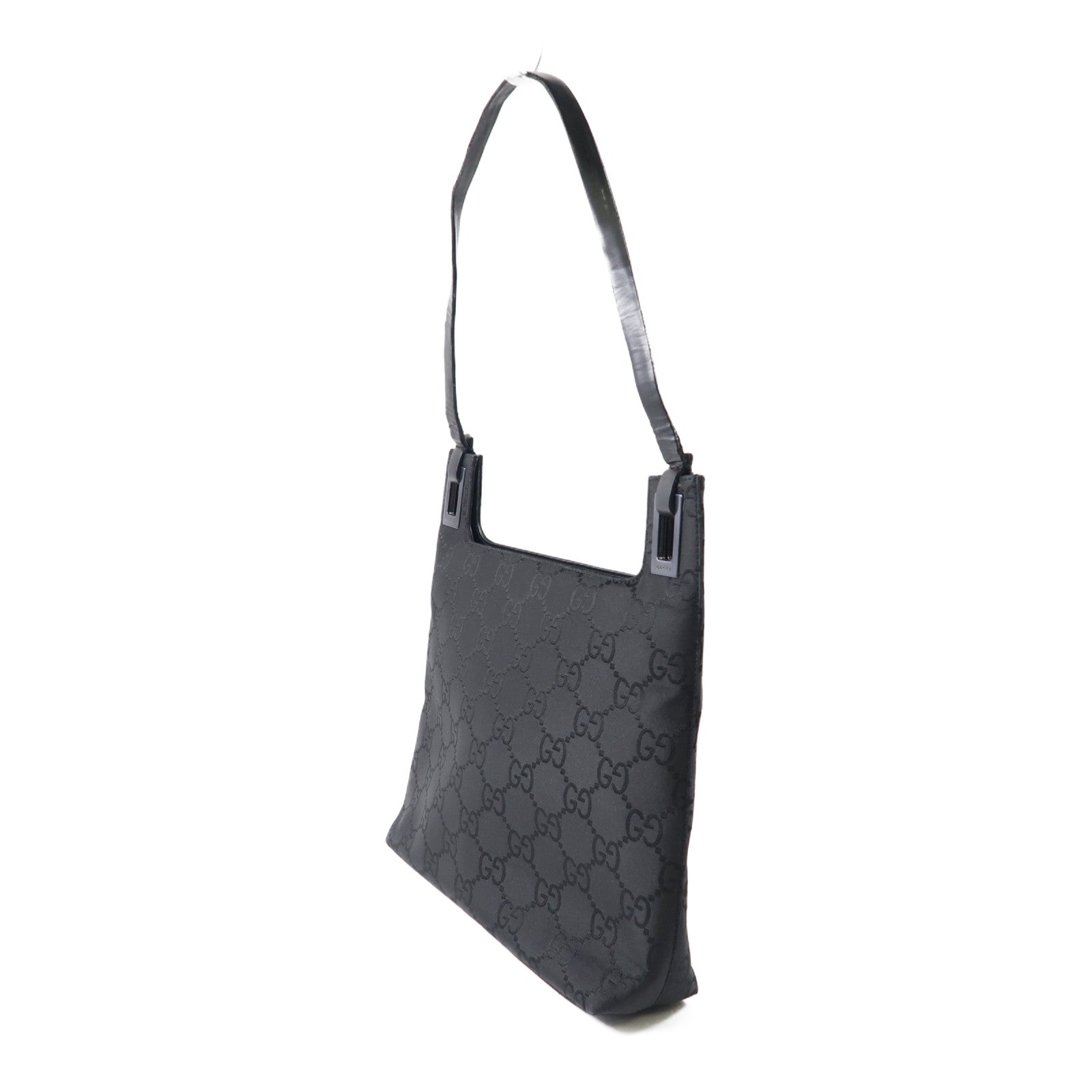 GUCCI 帆布Shoulder Bag銀扣肩背袋黑色