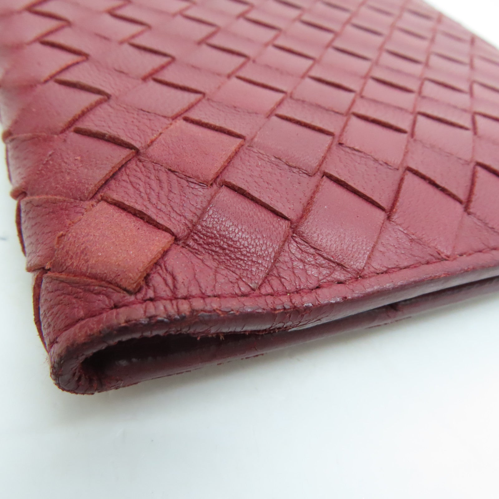 BOTTEGA VENETA 牛皮皮革Clutch金扣長錢包紅色