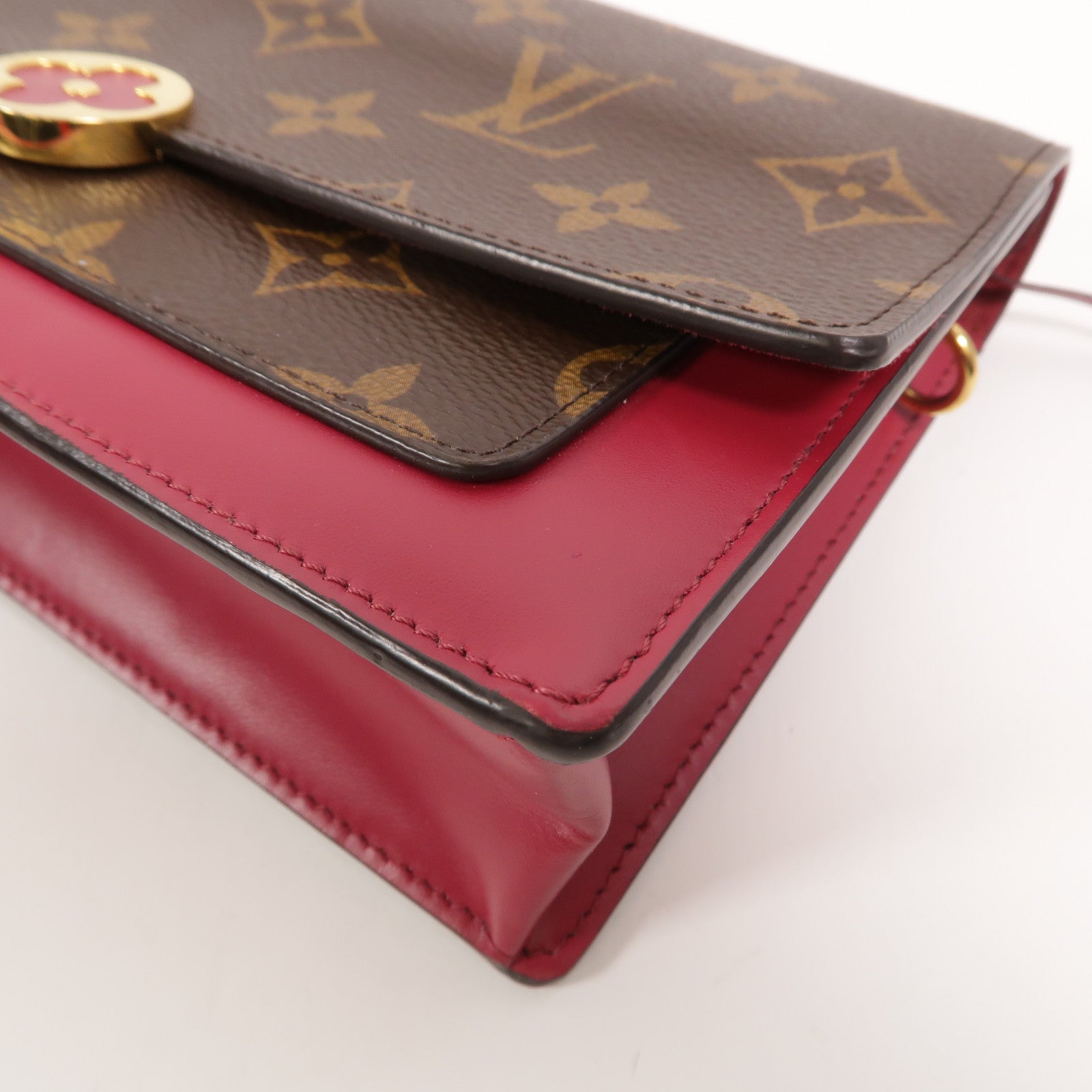 LOUIS VUITTON Monogram Portefeuille Flore金扣鏈帶肩背袋