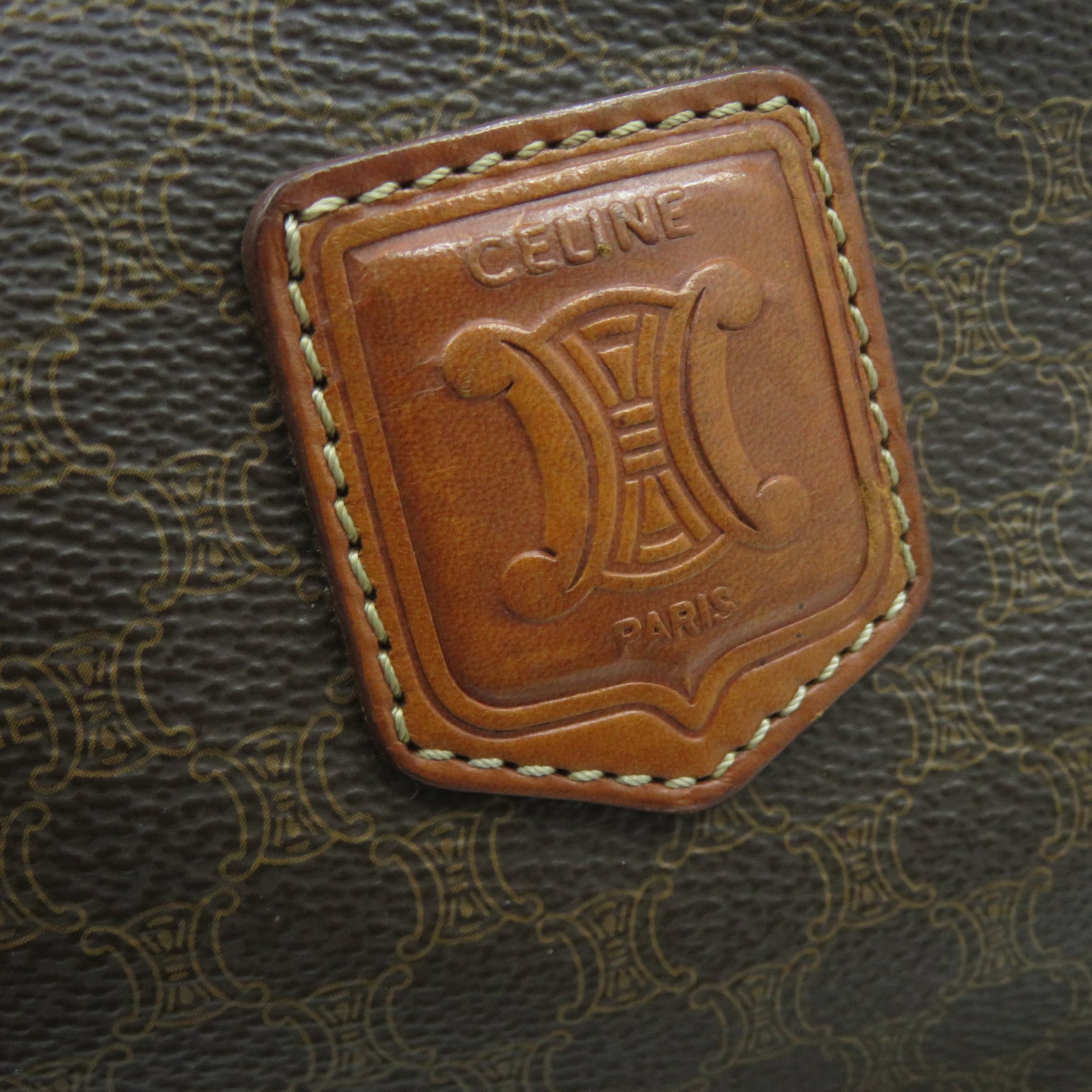 CELINE 塗層帆布Shoulder Bag金扣肩背袋啡色