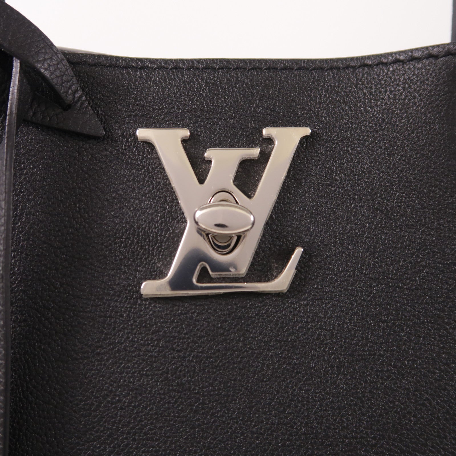 LOUIS VUITTON LV SHW Lockme Cabas Shoulder Bag M42291 Calfskin Leather Black